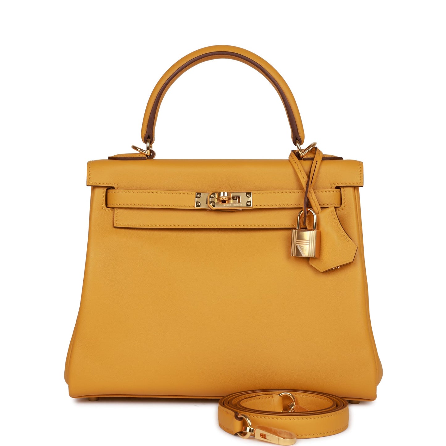 Hermes Kelly Retourne Jaune Ambre Swift Hardware Handbag Gold Travel Bag