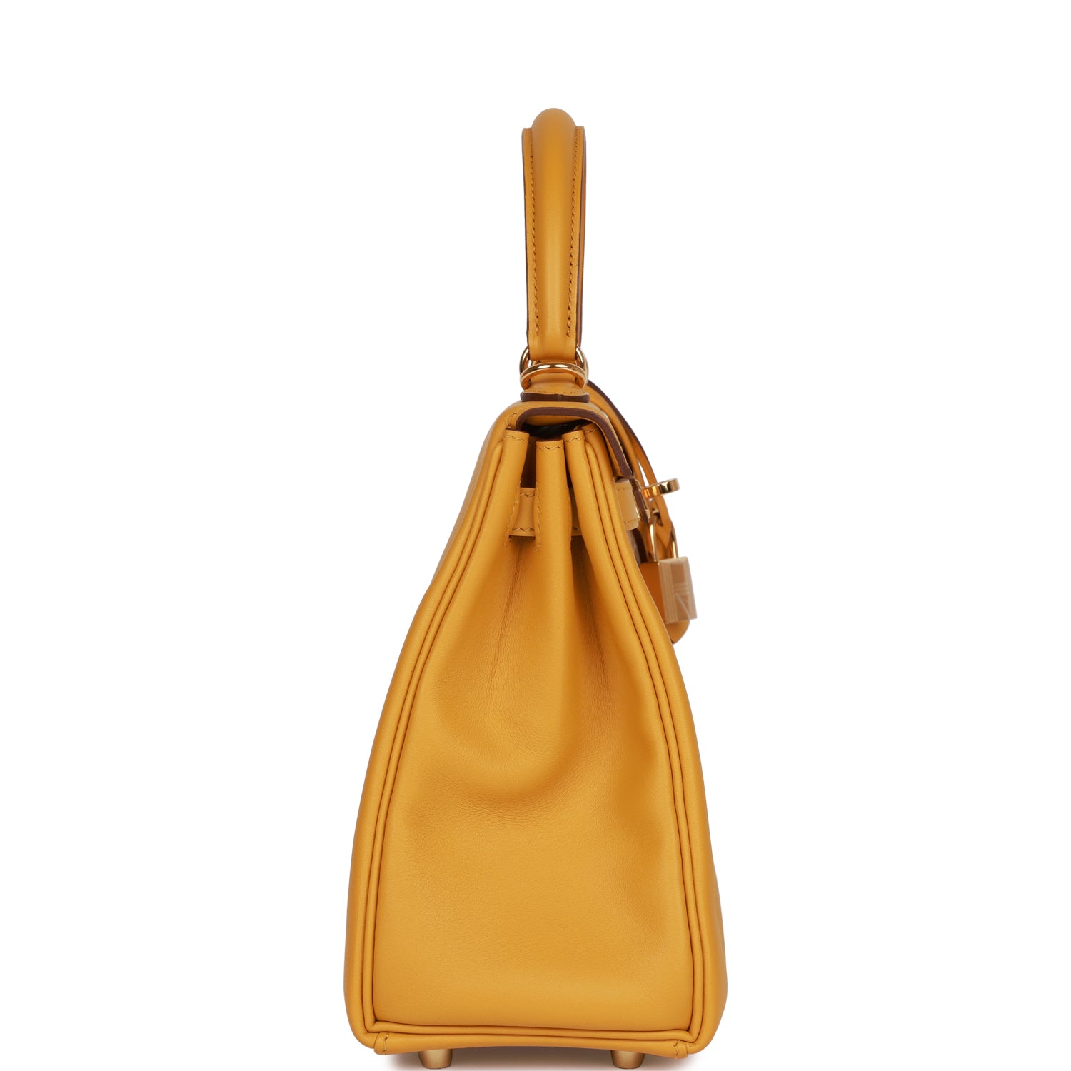 Hermes Kelly Retourne Jaune Ambre Swift Hardware Handbag Gold Travel Bag