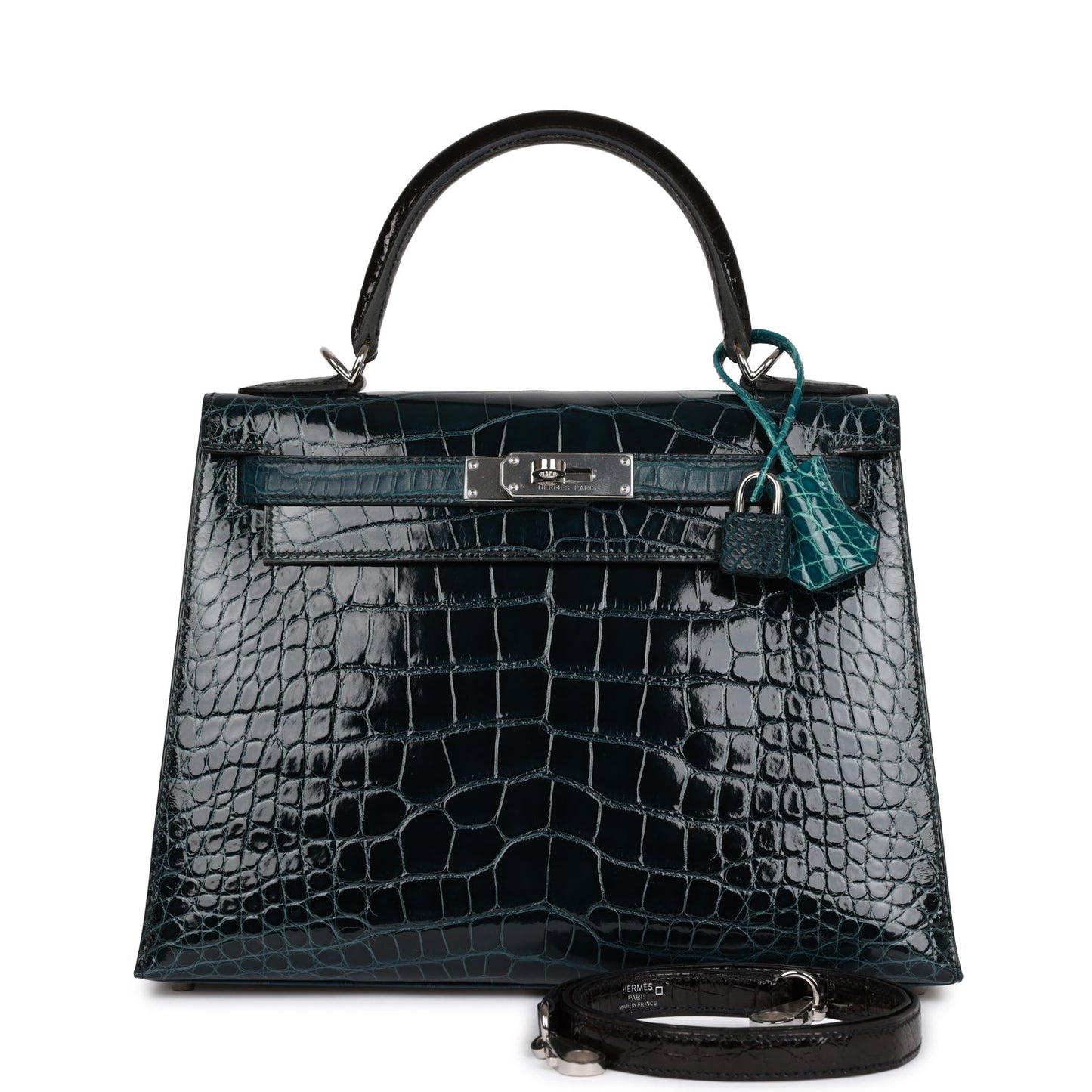 Hermes Kelly Sellier Tri Color Vert Rousseau And Black Travel Bag