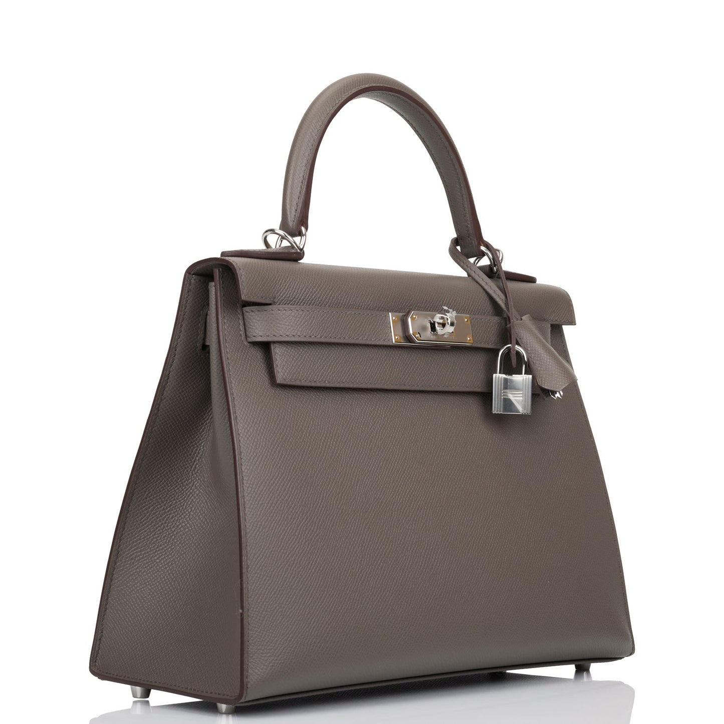 Hermes Kelly Sellier Etain Epsom Palladium Hardware Handbag Travel Bag