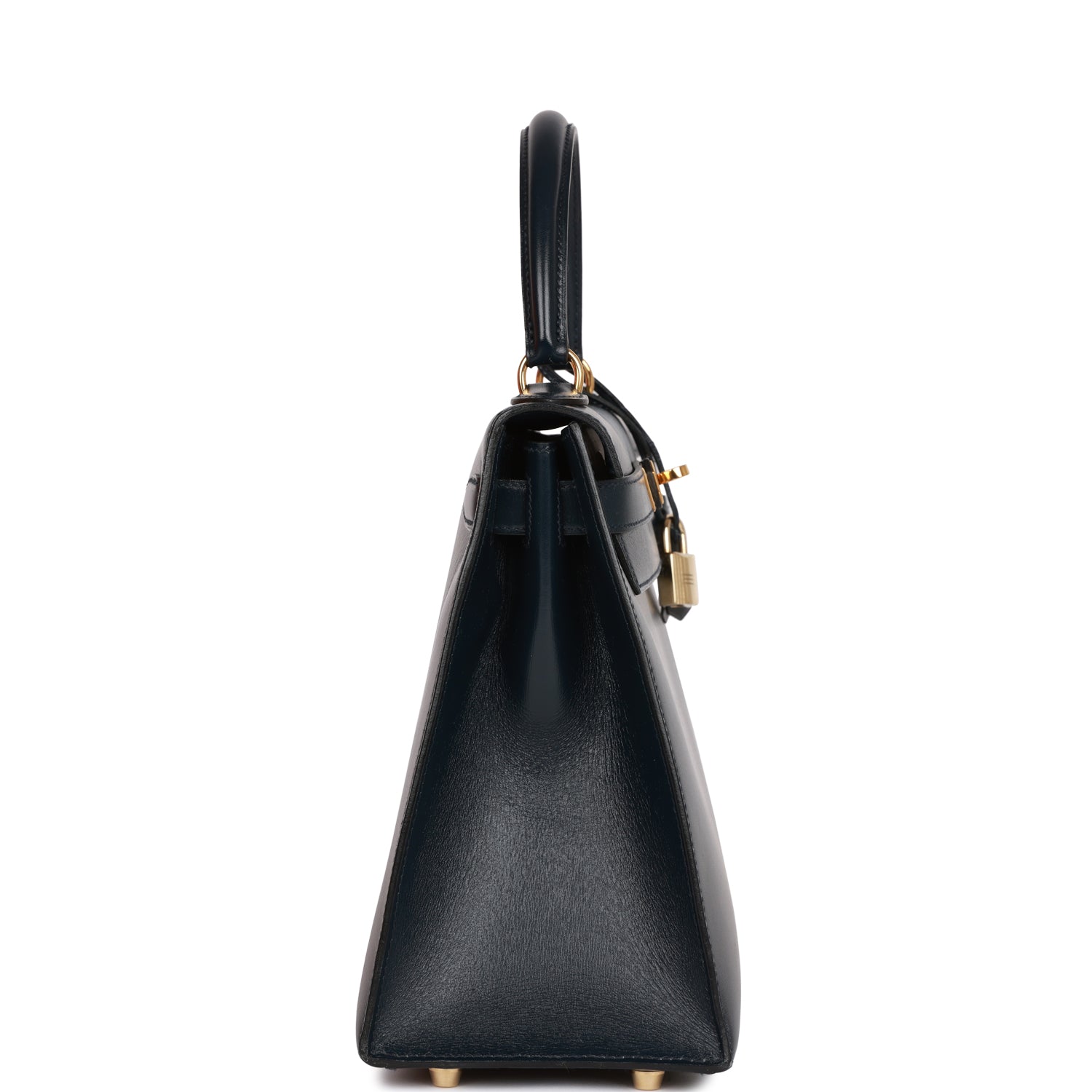 Hermes Kelly Sellier Bleu Marine Box Hardware Handbag Gold Travel Bag