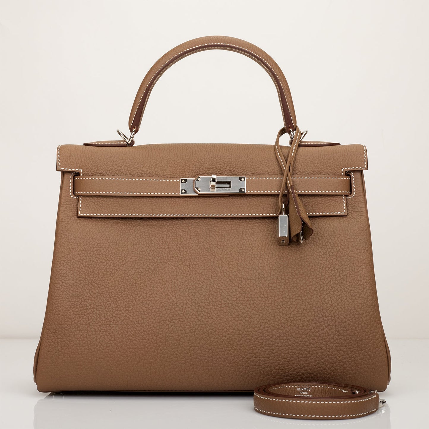 Hermes Kelly Retourne Etoupe Togo Palladium Hardware Handbag Travel Bag Palladium Hardware