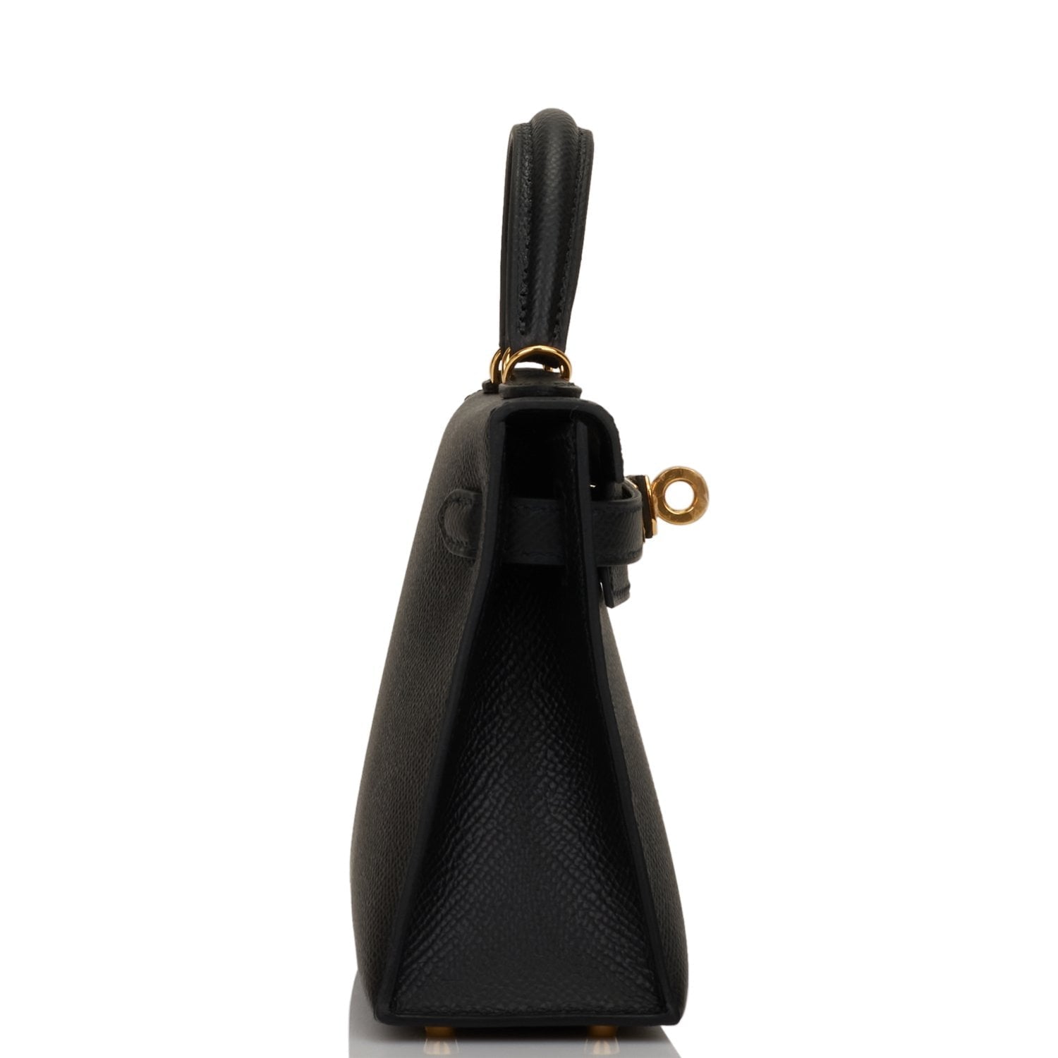 Hermes Kelly Sellier Epsom Hardware Handbag Black Gold Travel Bag 21