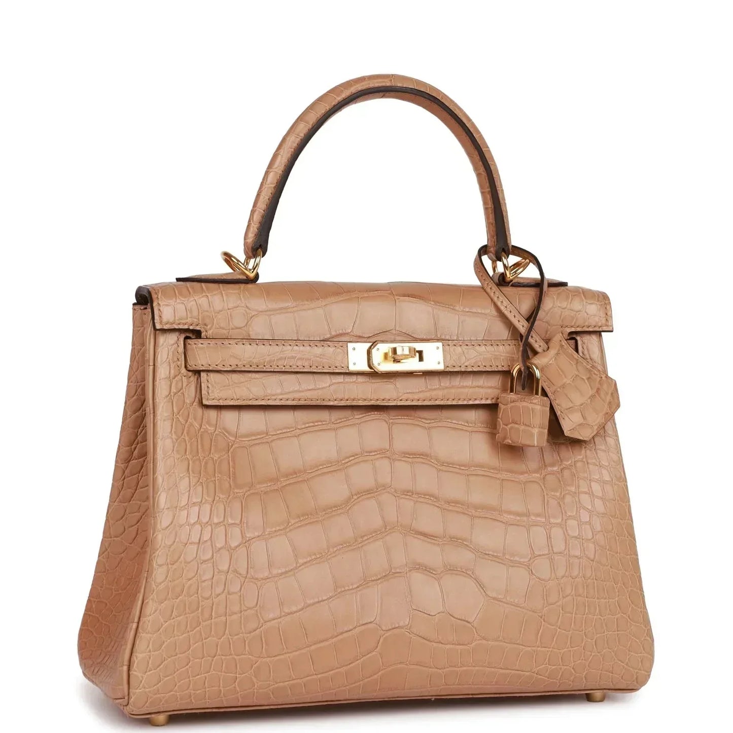 Hermes Kelly Retourne Chai Matte Alligator Hardware Handbag Gold Travel Bag