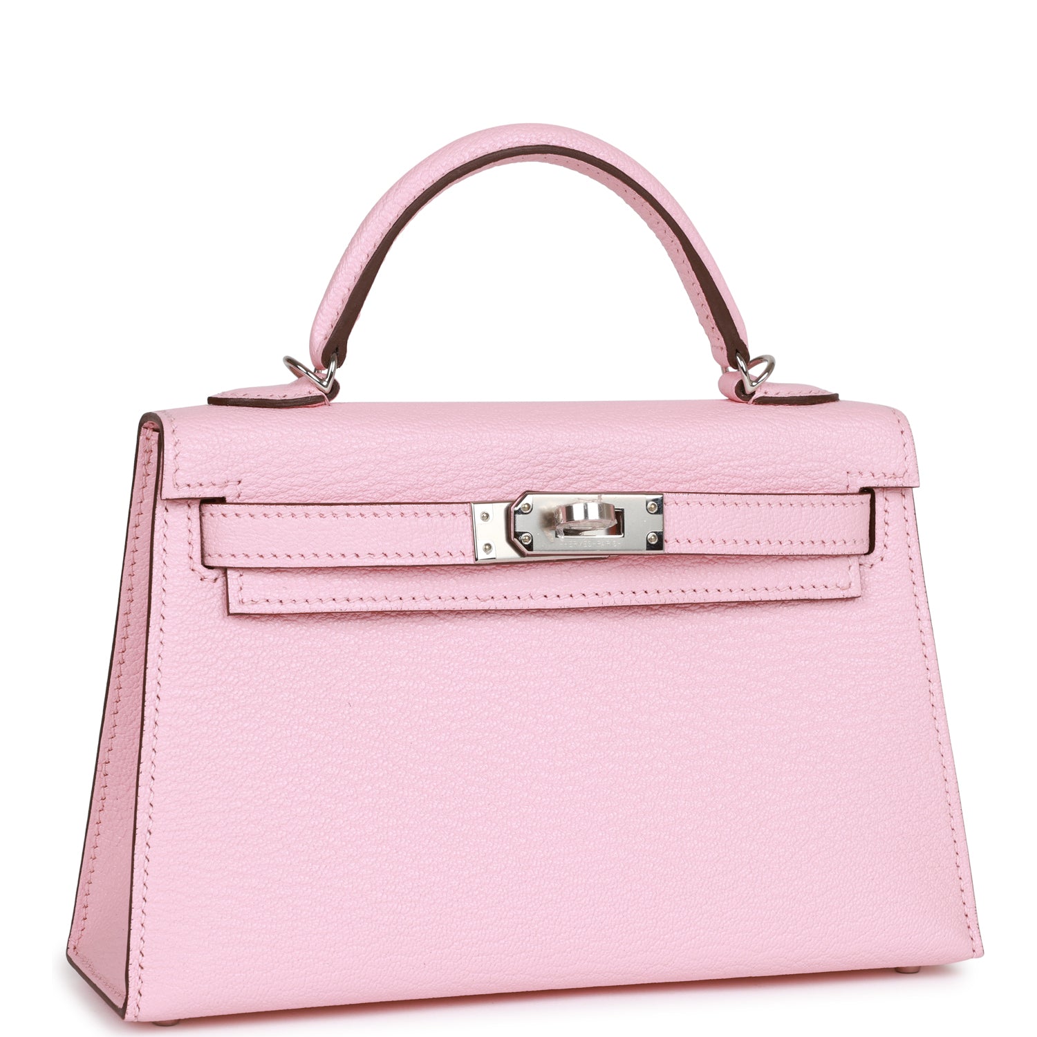 Hermes Kelly Sellier Rose Sakura Chevre Palladium Hardware Travel Bag Hardware 2