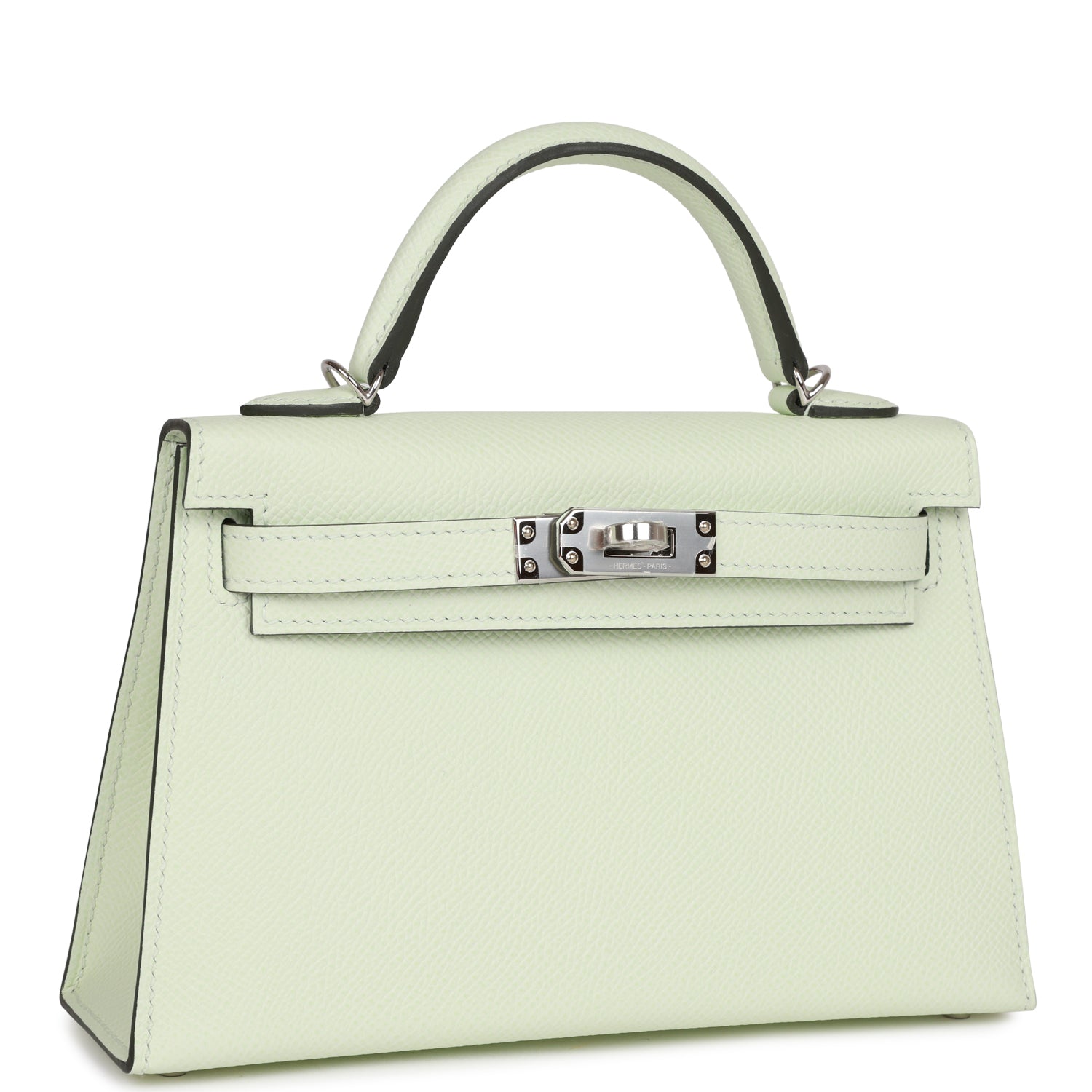 Hermes Kelly Sellier Vert Fizz Epsom Palladium Hardware Handbag Travel Bag Palladium Hardware 1