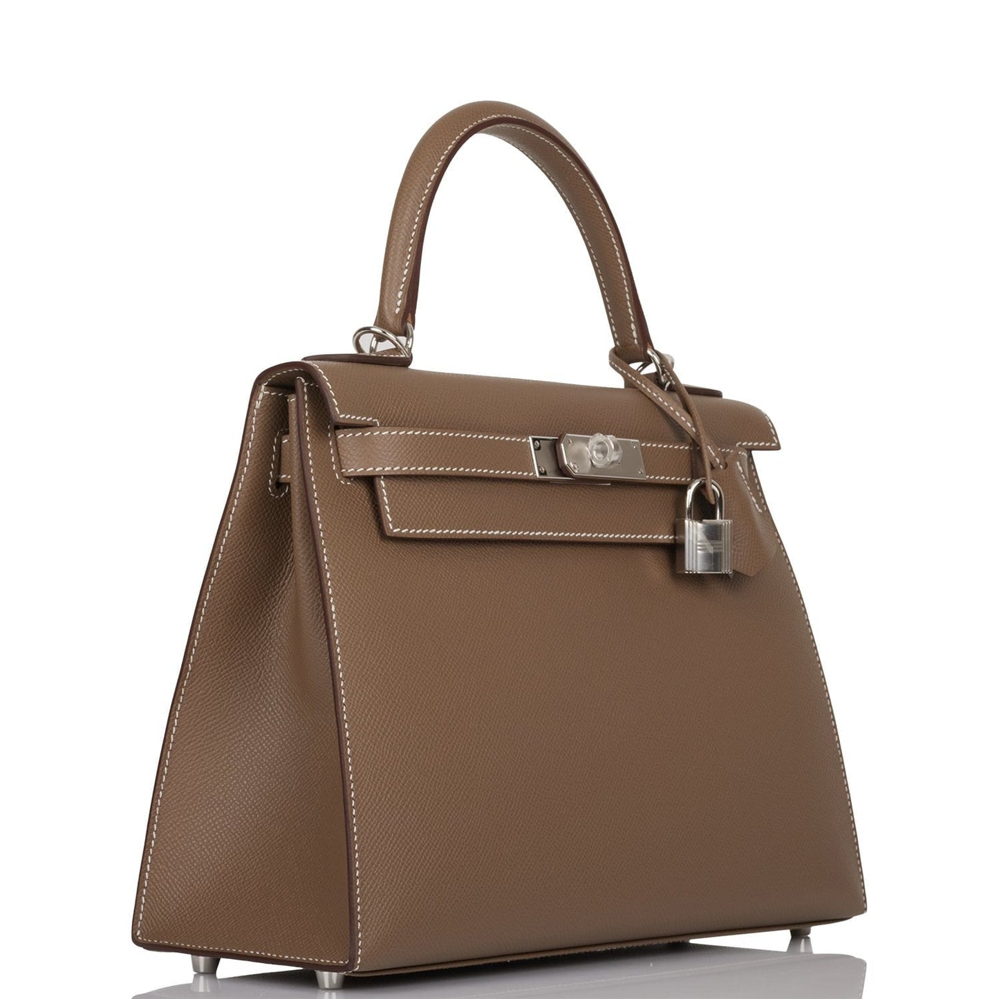 Hermes Kelly Sellier Etoupe Epsom Palladium Hardware Handbag Travel Bag Palladium Hardware