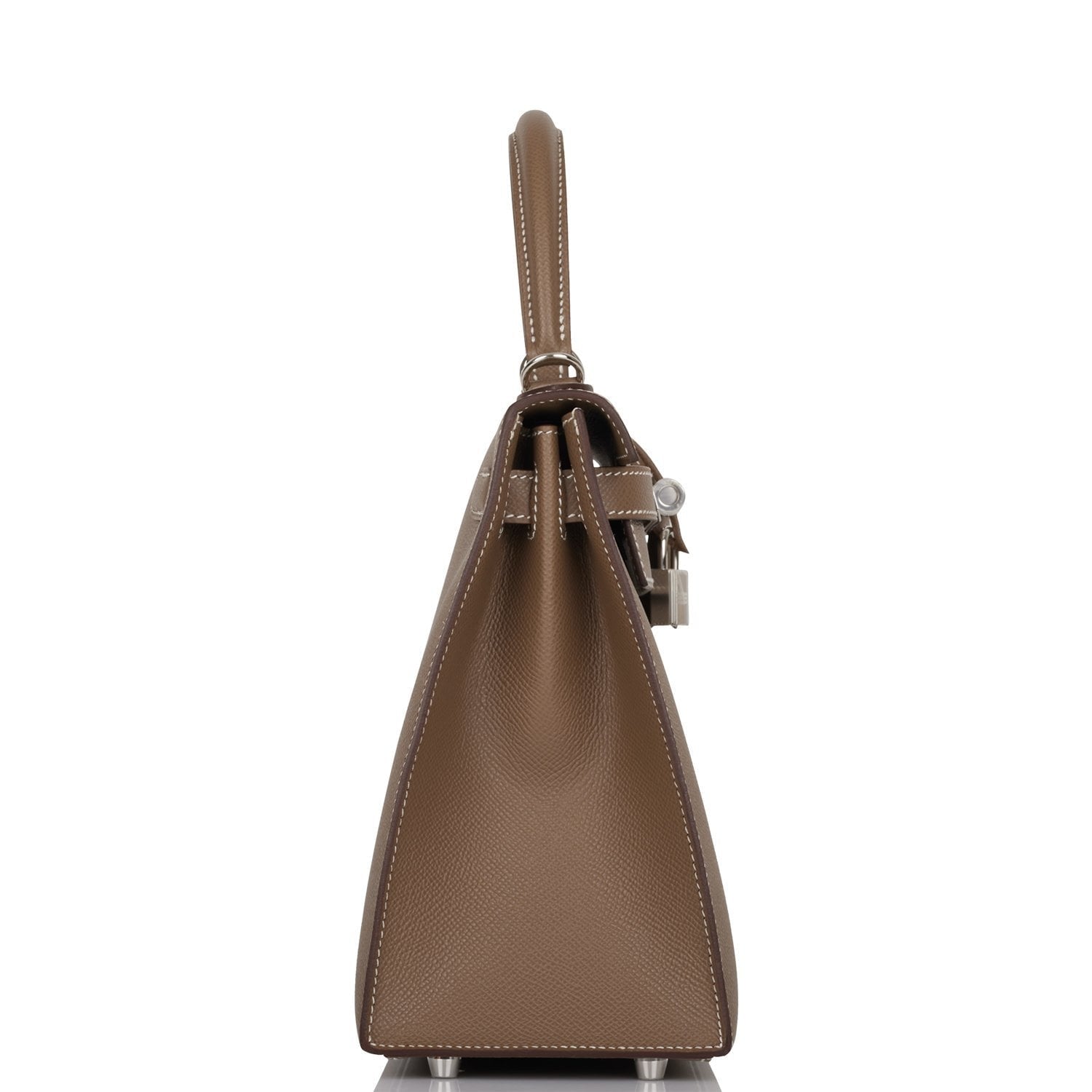 Hermes Kelly Sellier Etoupe Epsom Palladium Hardware Handbag Travel Bag Palladium Hardware