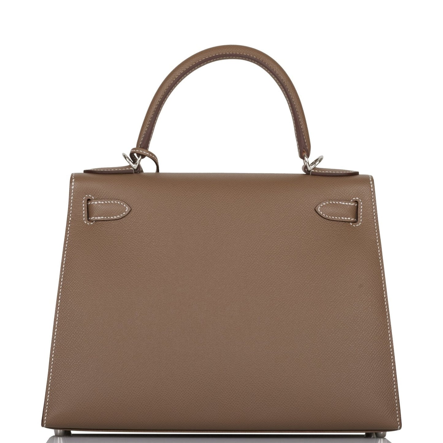 Hermes Kelly Sellier Etoupe Epsom Palladium Hardware Handbag Travel Bag