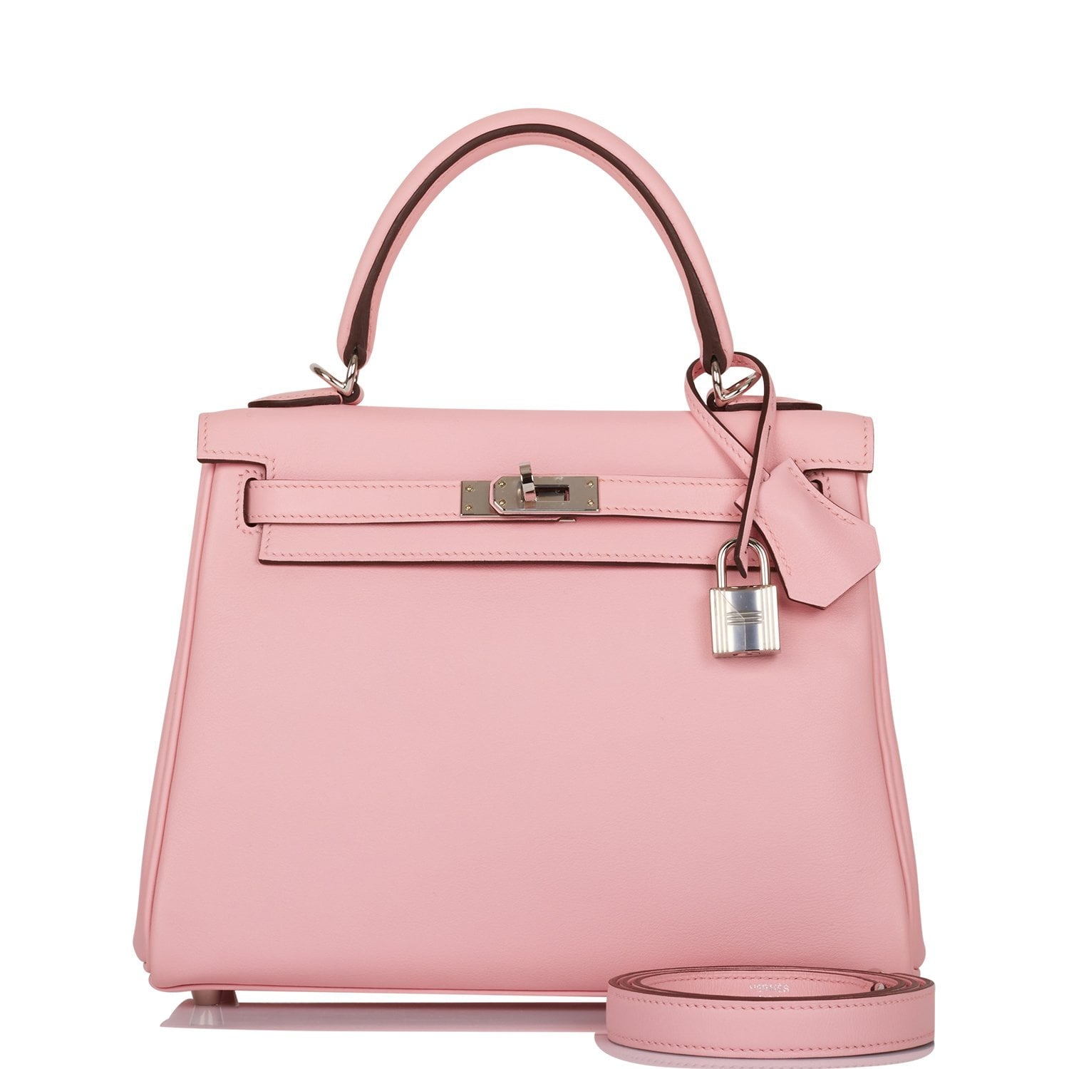 Hermes Kelly Retourne Rose Sakura Swift Palladium Hardware Handbag Travel Bag