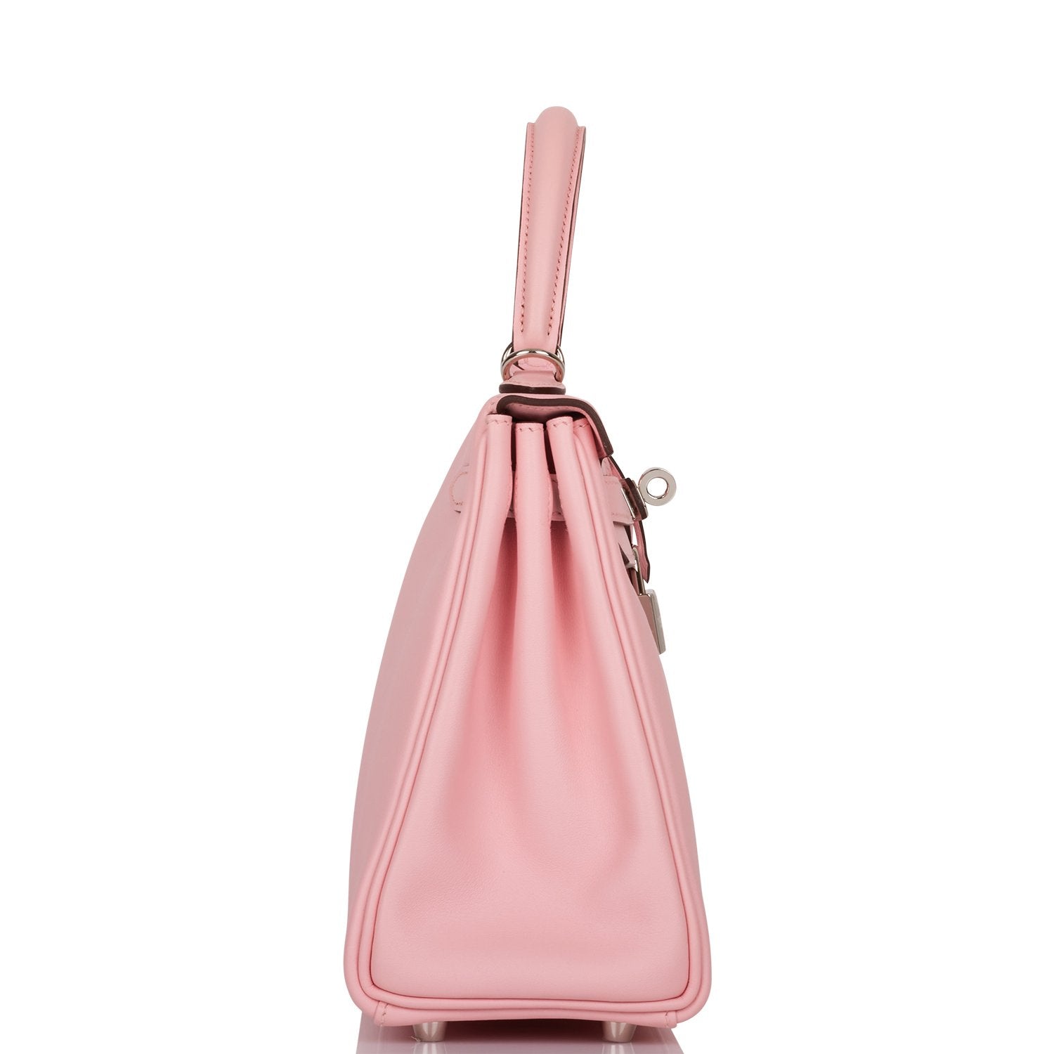 Hermes Kelly Retourne Rose Sakura Swift Palladium Hardware Handbag Travel Bag