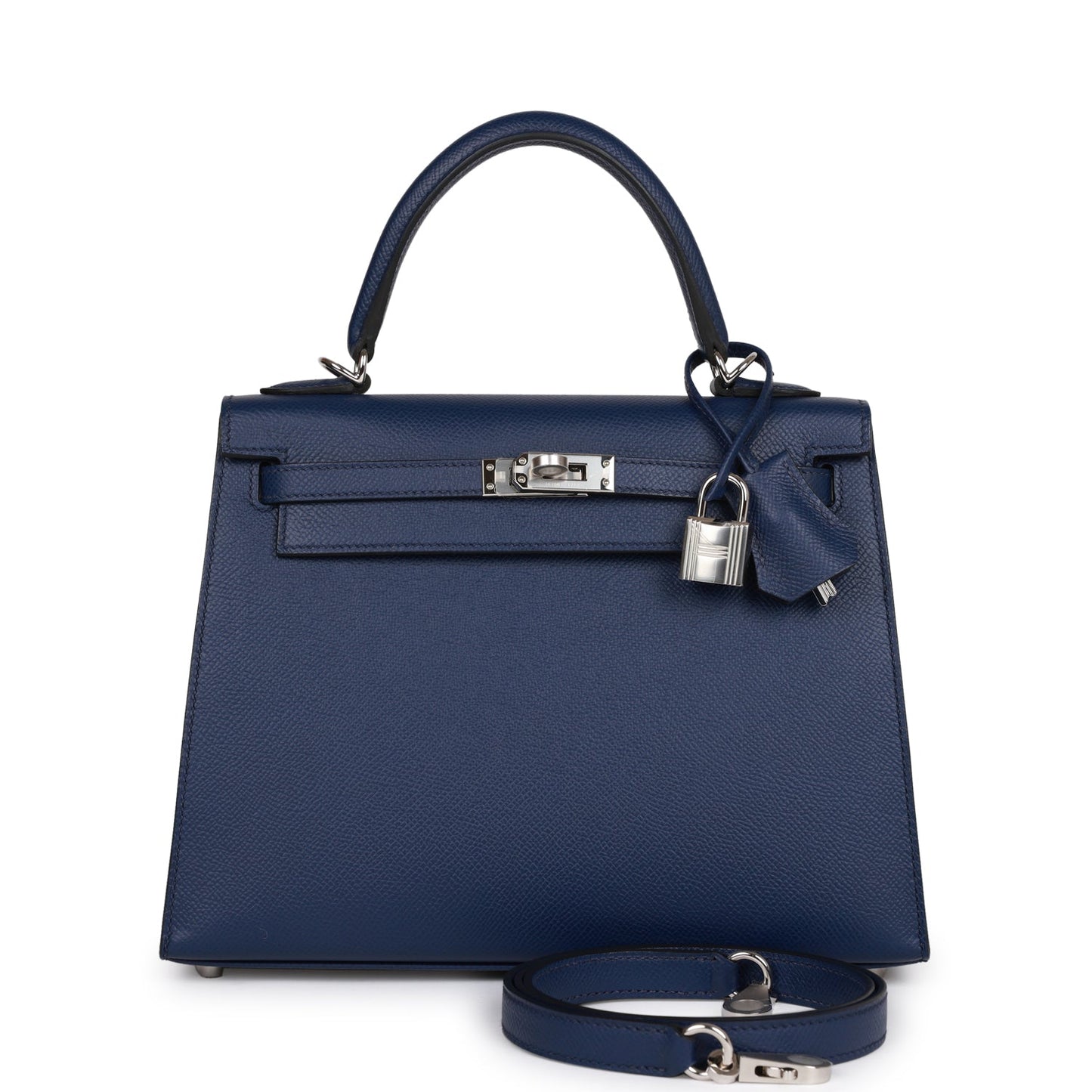Hermes Kelly Sellier Bleu Saphir Epsom Palladium Hardware Handbag Travel Bag
