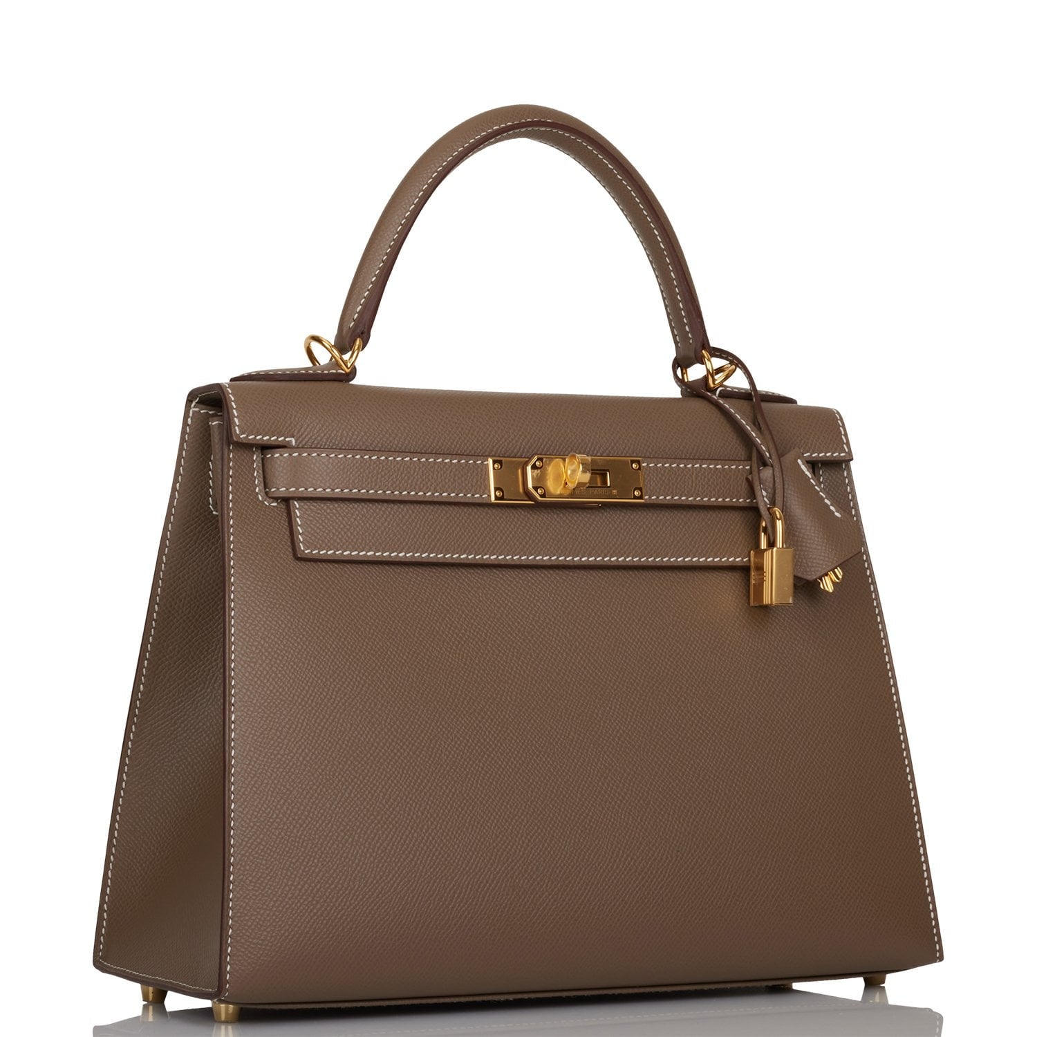 Hermes Kelly Sellier Etoupe Epsom Hardware Handbag Gold Travel Bag
