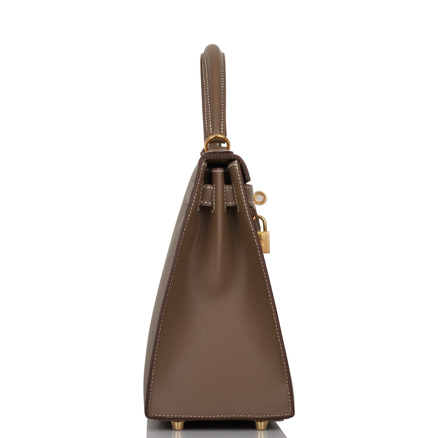 Hermes Kelly Sellier Etoupe Epsom Hardware Handbag Gold Travel Bag