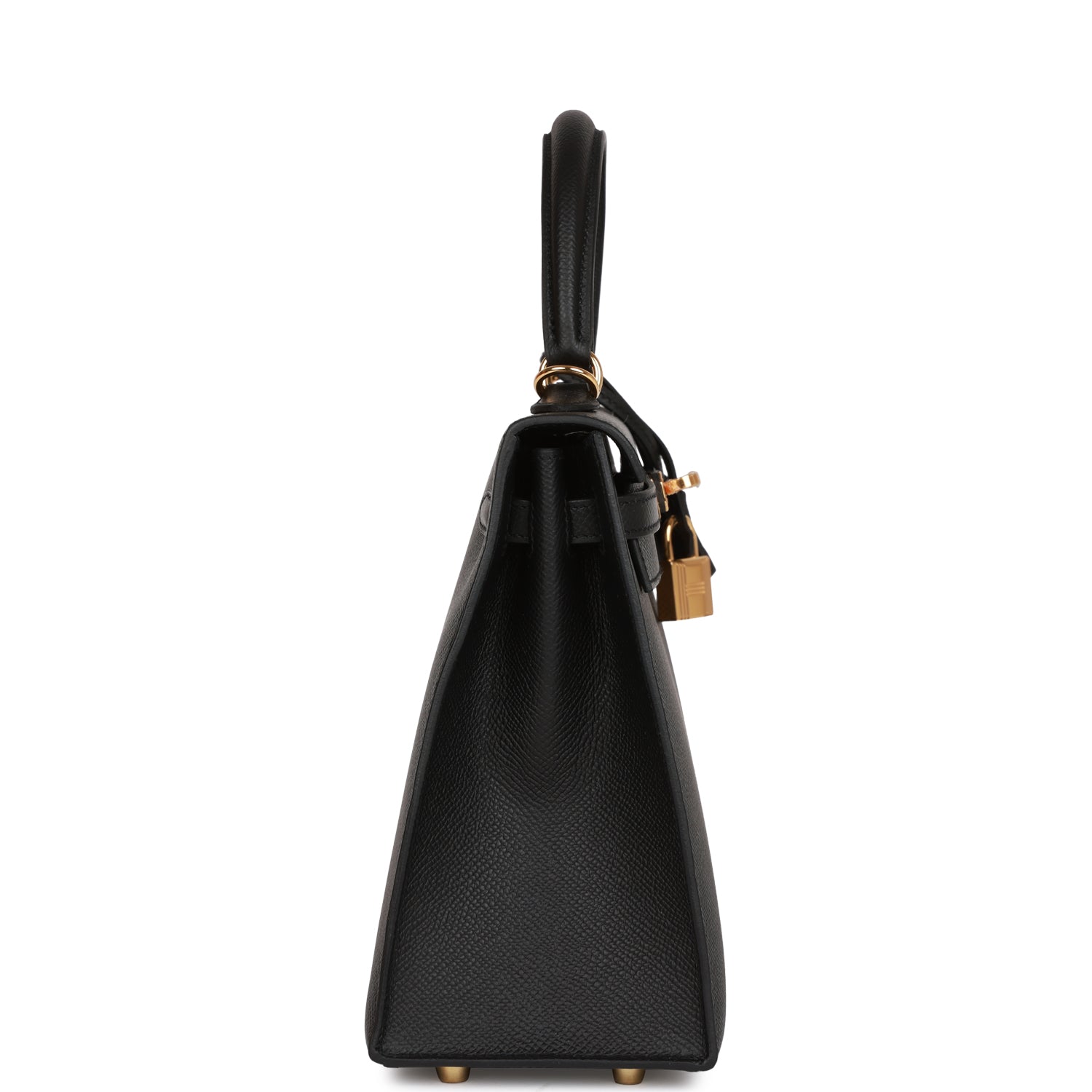 Hermes Kelly Sellier Epsom Hardware Handbag Black Gold Travel Bag 14