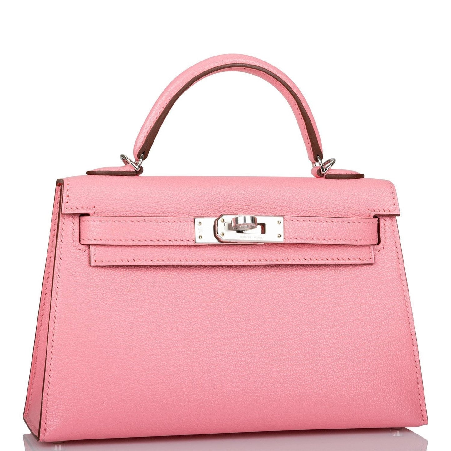 Hermes Kelly Sellier Rose Confetti Verso Chevre Palladium Travel Bag