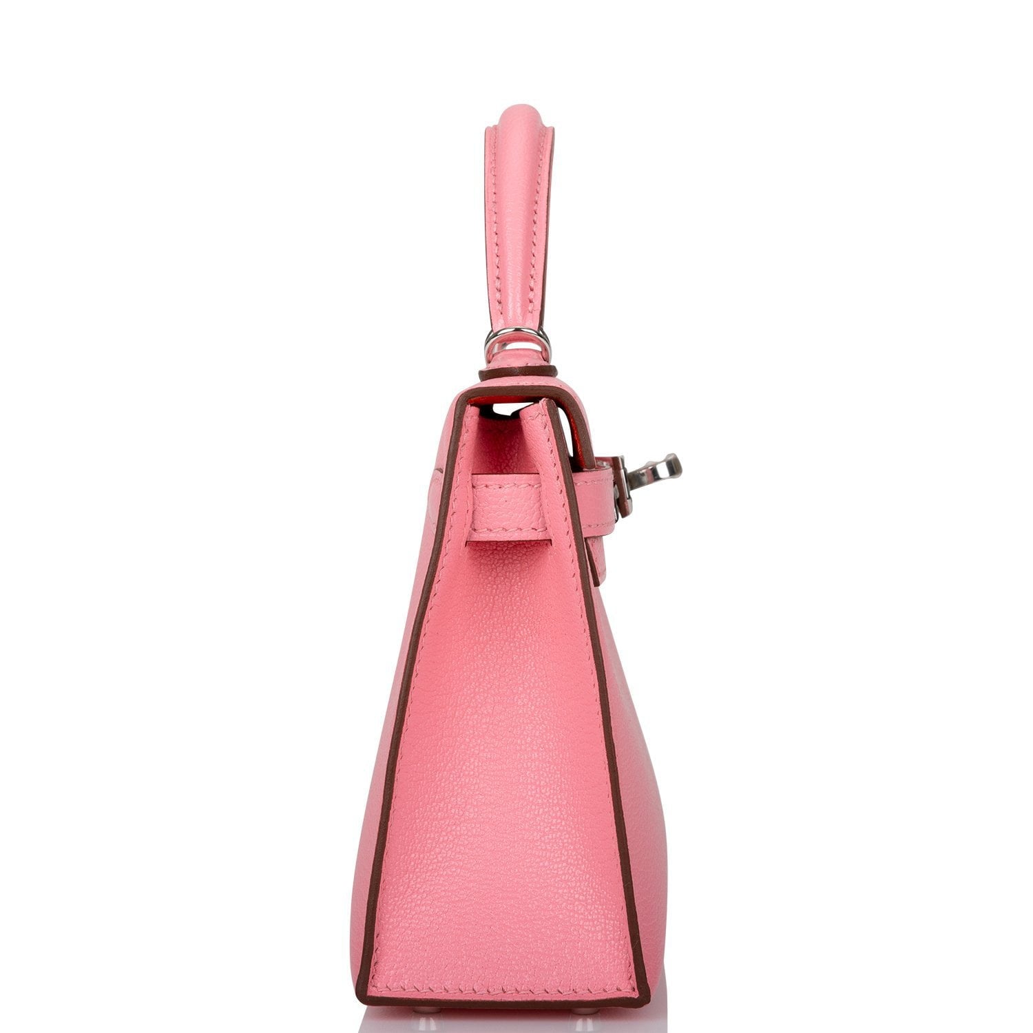 Hermes Kelly Sellier Rose Confetti Verso Chevre Palladium Travel Bag