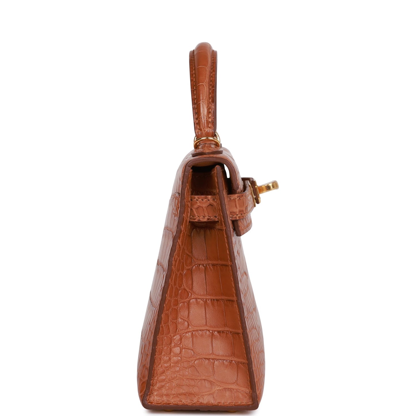 Hermes Kelly Sellier Matte Alligator Hardware Handbag Gold Travel Bag