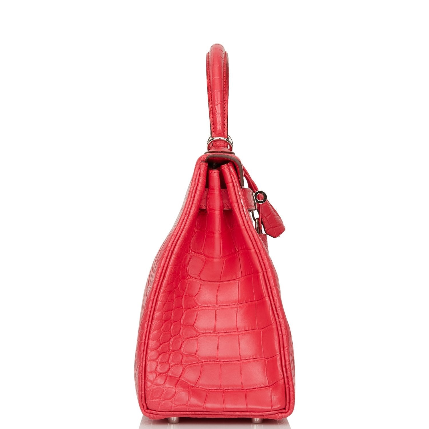 Hermes Kelly Retourne Rose Extreme Matte Alligator Palladium Travel Bag