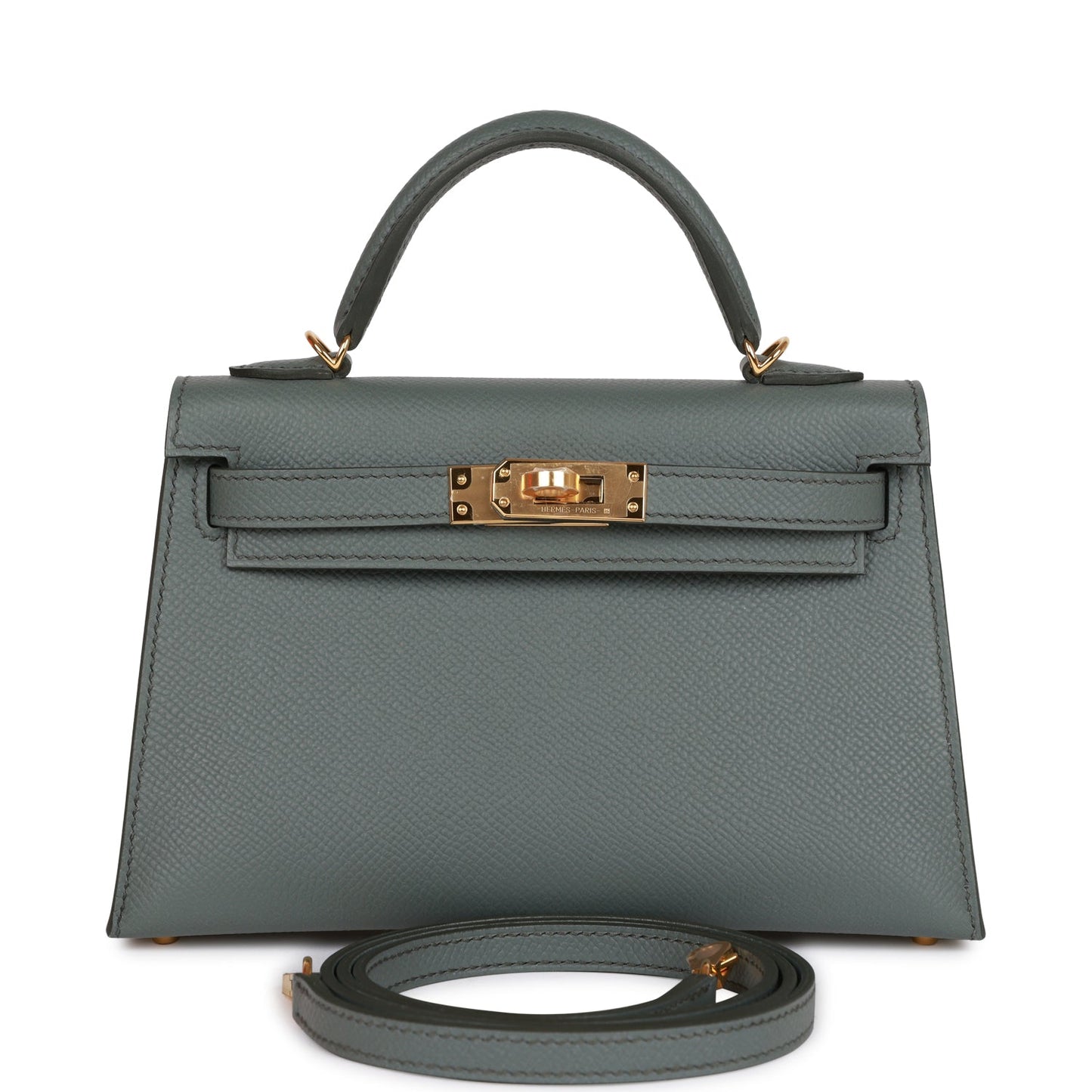 Hermes Kelly Sellier Vert Amande Epsom Hardware Handbag Gold Travel Bag