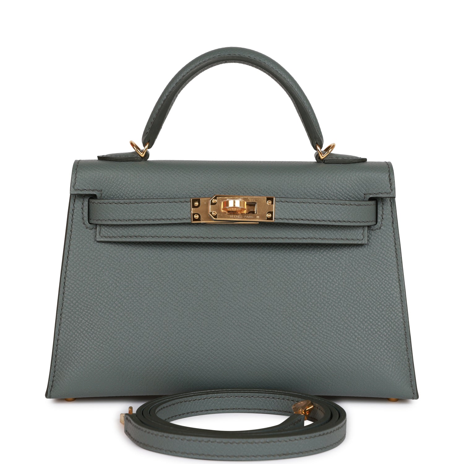 Hermes Kelly Sellier Vert Amande Epsom Hardware Handbag Gold Travel Bag