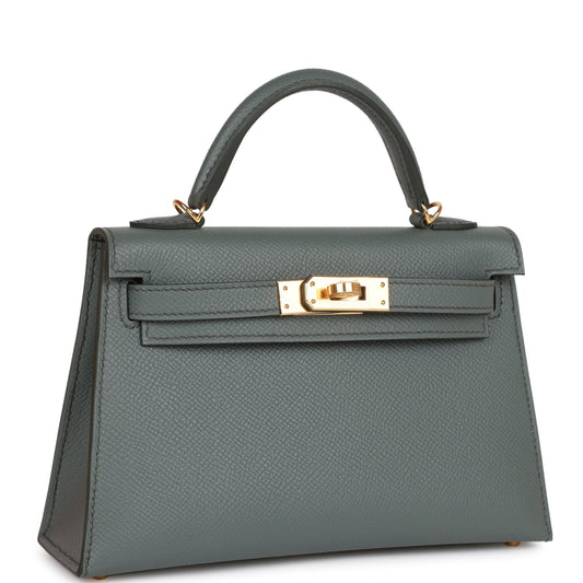 Hermes Kelly Sellier Vert Amande Epsom Hardware Handbag Gold Travel Bag
