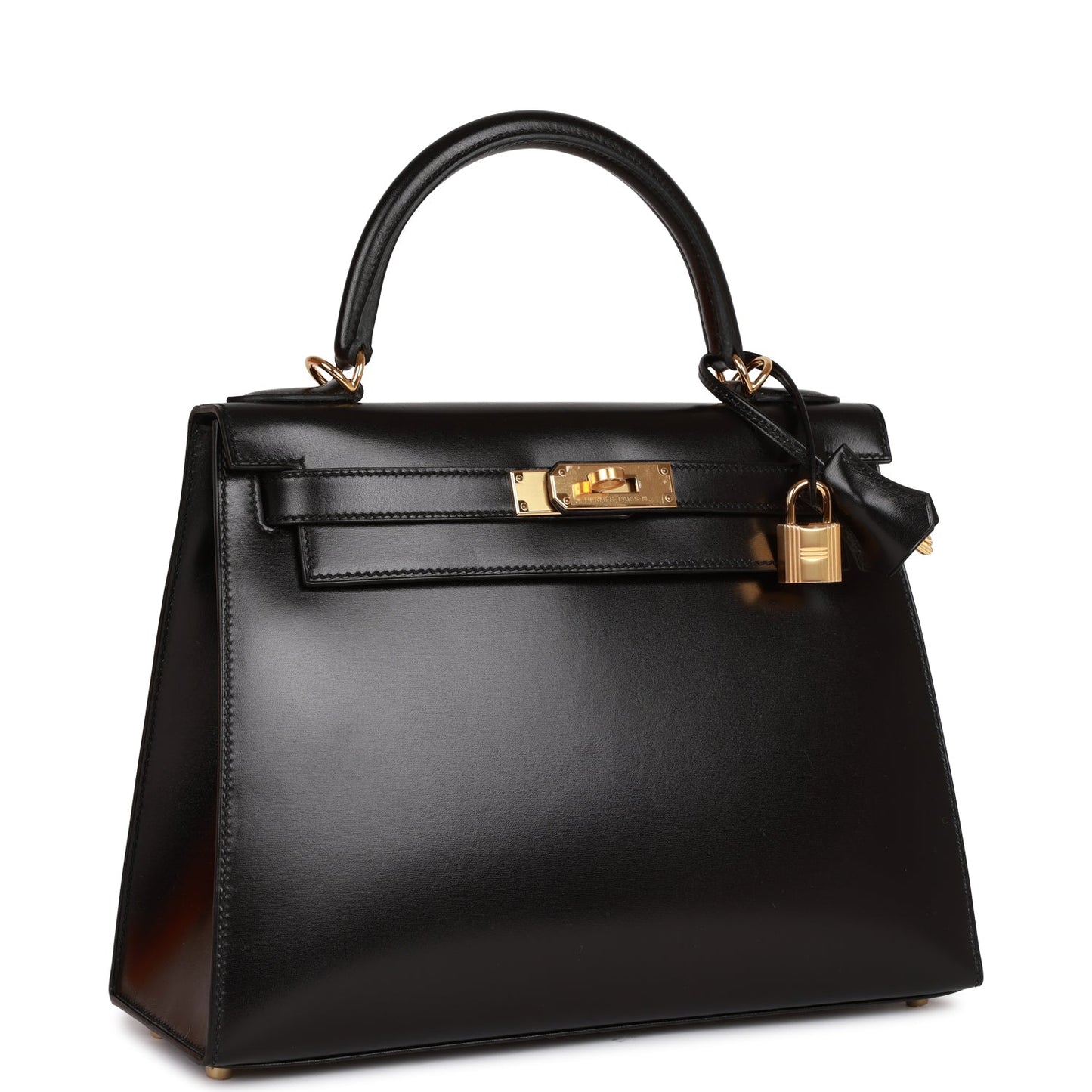 Hermes Kelly Sellier Box Hardware Handbag Black Gold Travel Bag 4