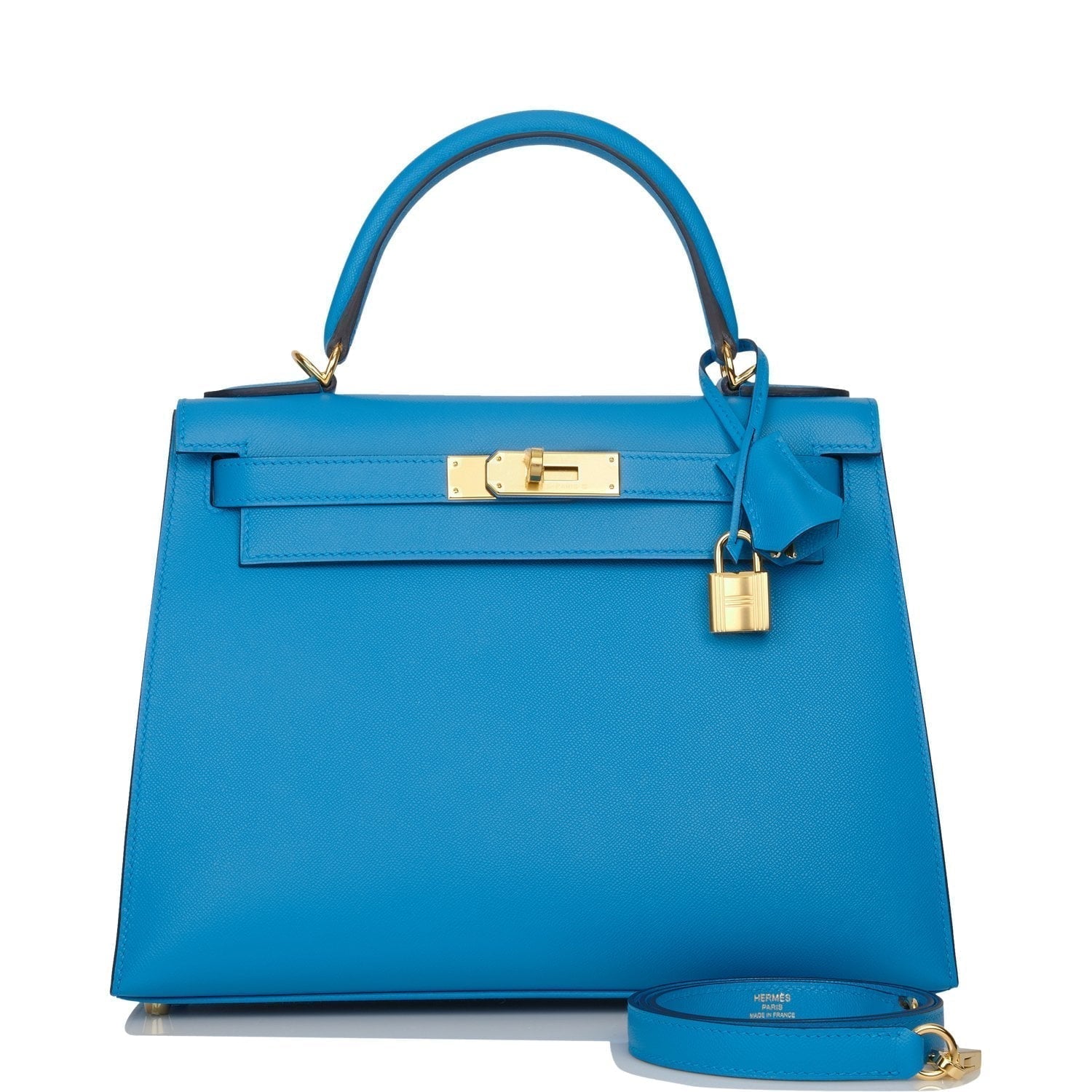 Hermes Kelly Sellier Bleu Frida Epsom Hardware Handbag Gold Travel Bag