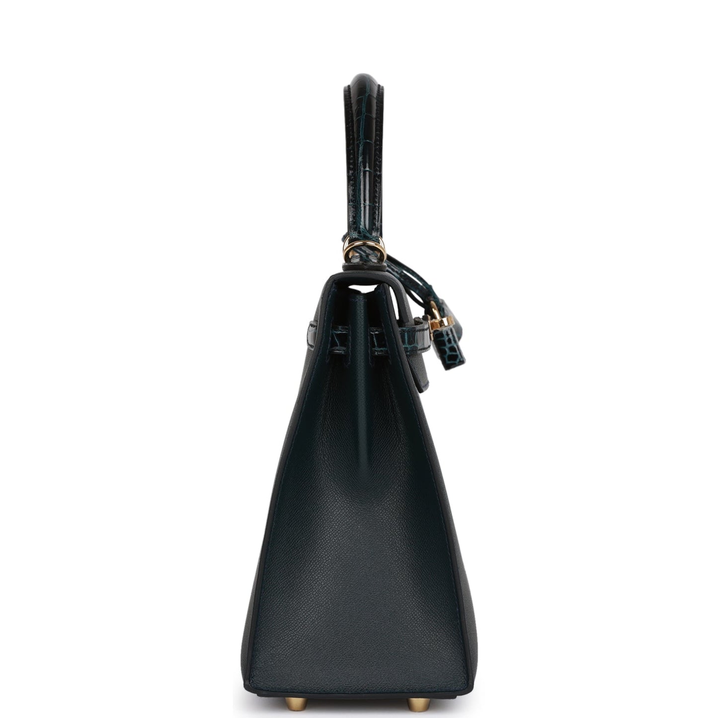 Hermes Kelly Sellier Vert Rousseau Madame And Shiny Gold Travel Bag