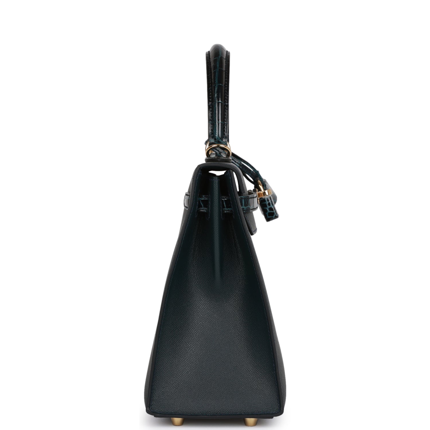 Hermes Kelly Sellier Vert Rousseau Madame And Shiny Gold Travel Bag