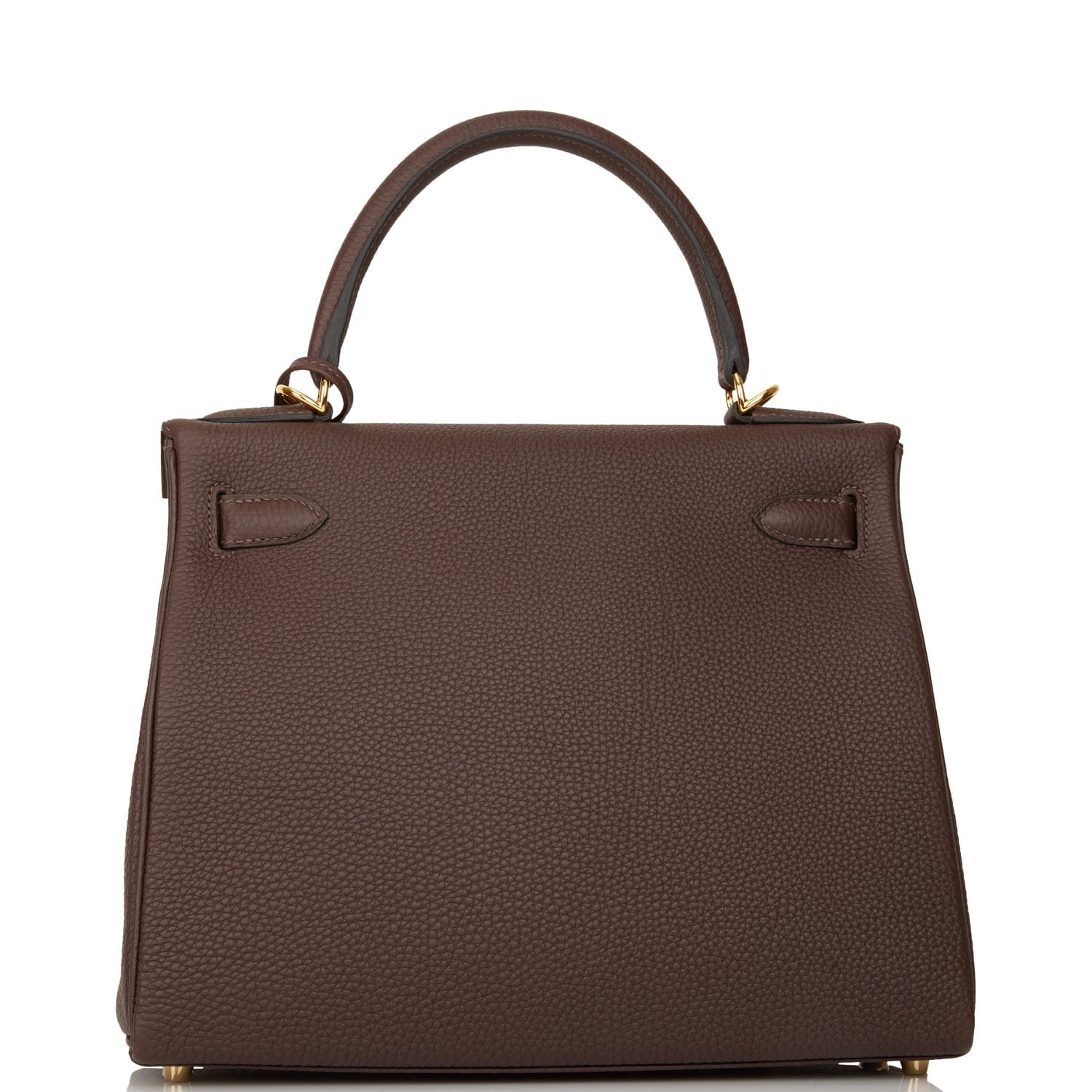 Hermes Kelly Retourne Chocolate Togo Hardware Handbag Gold Travel Bag