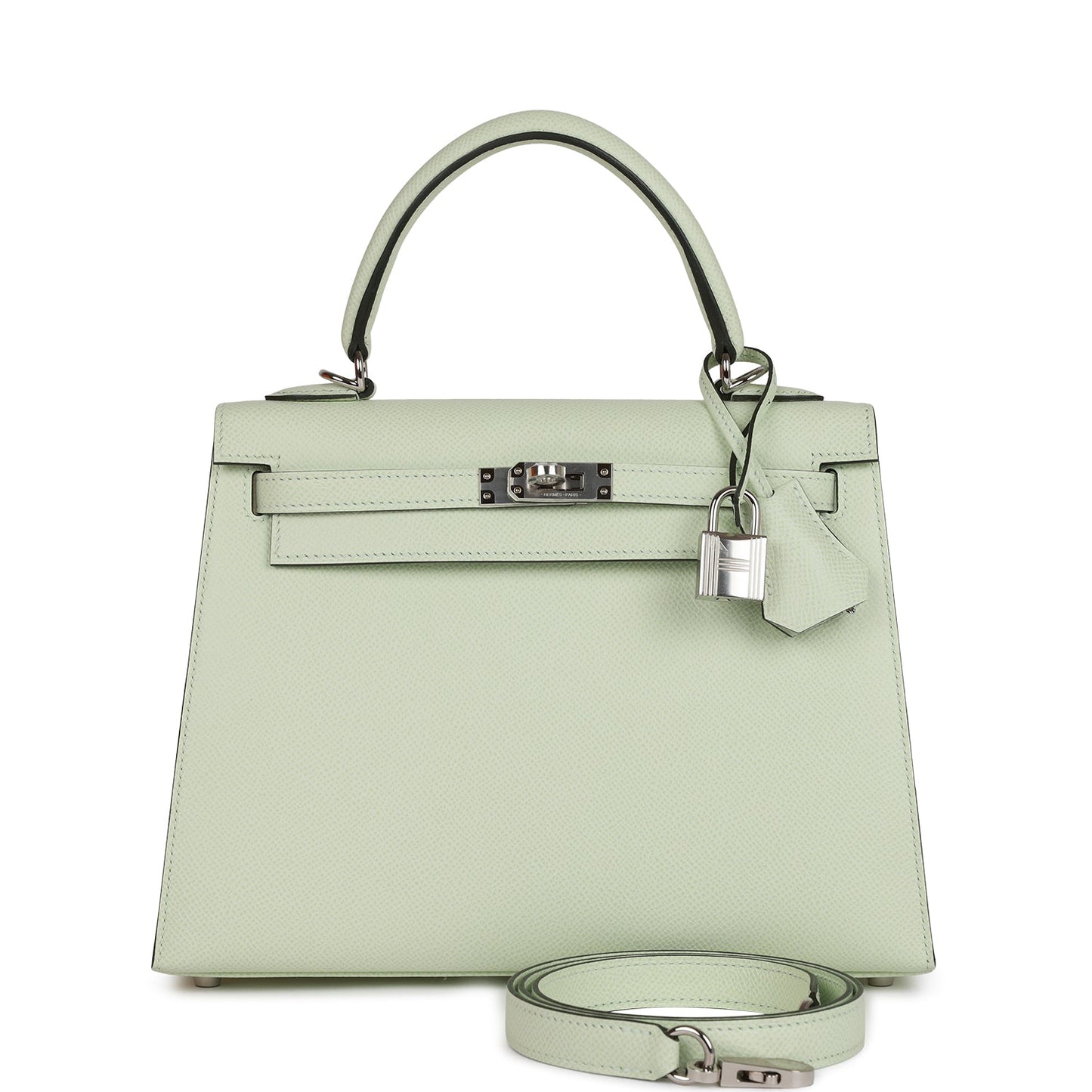 Hermes Kelly Sellier Vert Fizz Epsom Palladium Hardware Travel Bag