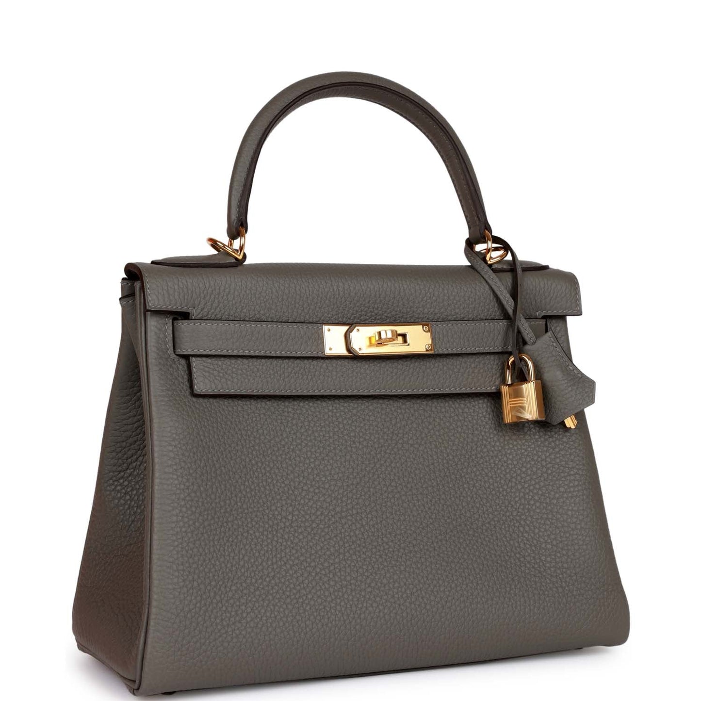 Hermes Kelly Retourne Gris Meyer Clemence Hardware Handbag Gold Travel Bag