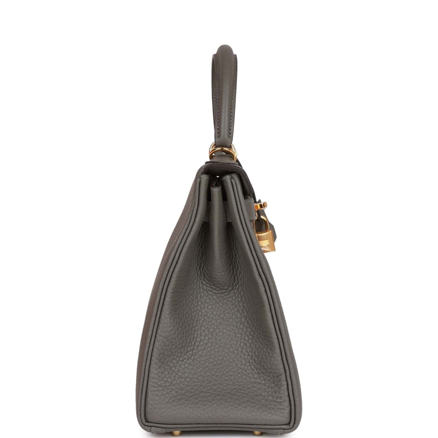 Hermes Kelly Retourne Gris Meyer Clemence Hardware Handbag Gold Travel Bag