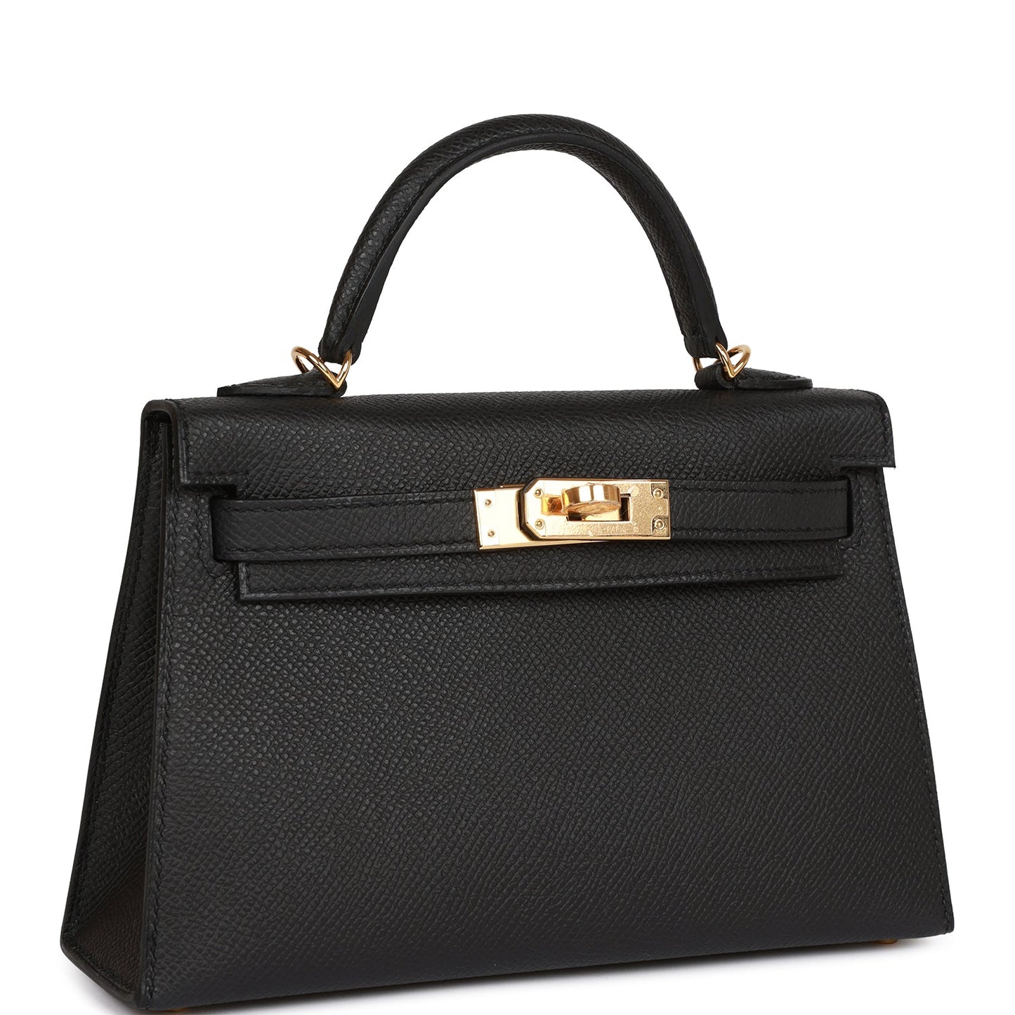Hermes Kelly Sellier Epsom Hardware Deposit Handbag Black Gold Travel Bag