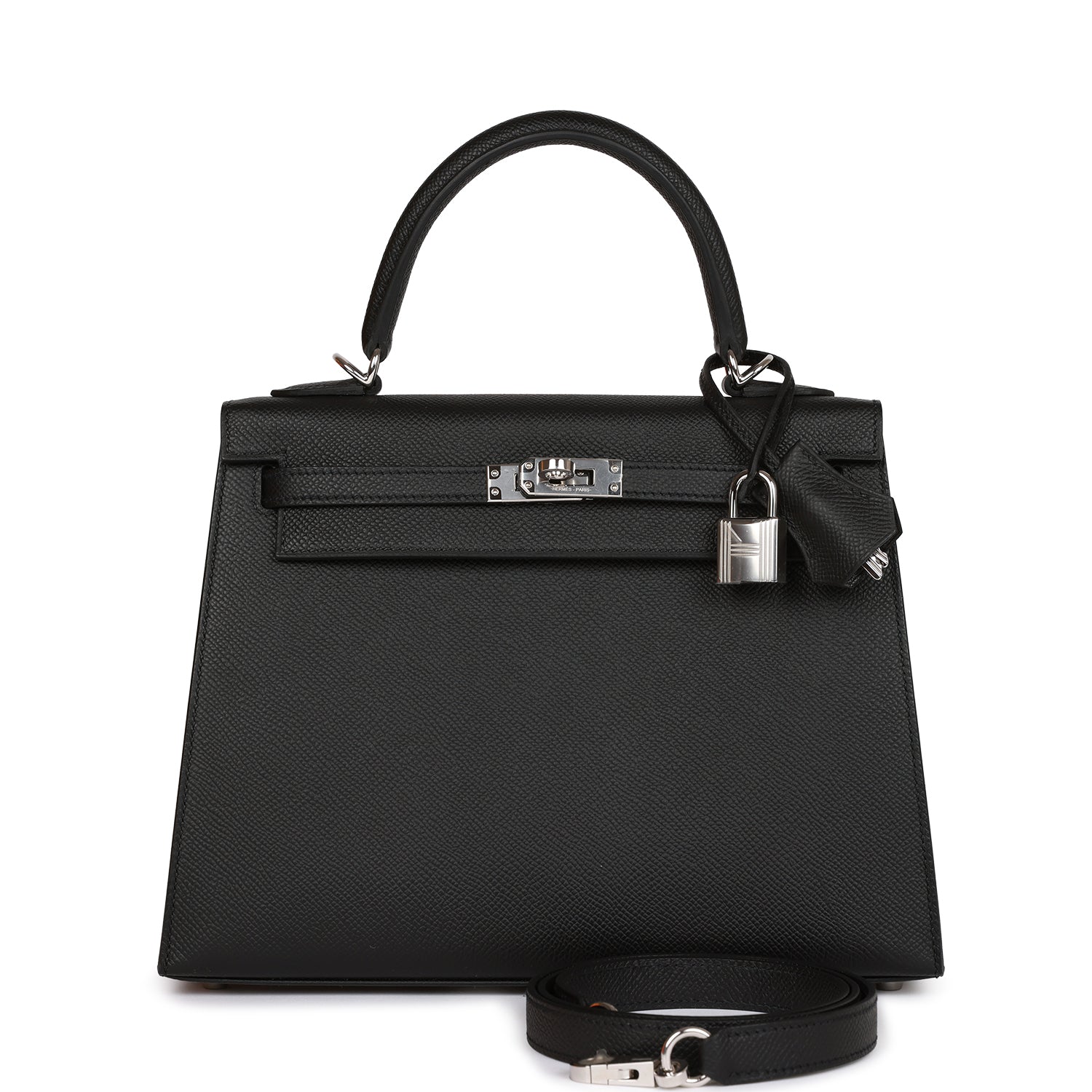 Hermes Kelly Sellier Epsom Palladium Hardware Handbag Black Travel Bag Hardware 6