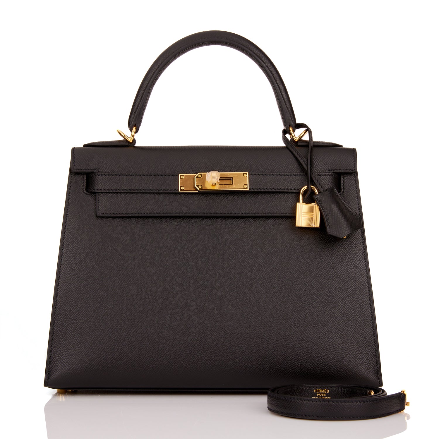 Hermes Kelly Sellier Epsom Hardware Handbag Black Gold Travel Bag Hardware 6