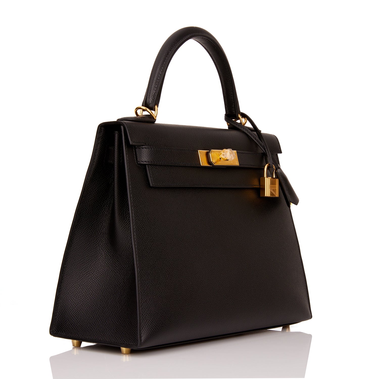 Hermes Kelly Sellier Epsom Hardware Handbag Black Gold Travel Bag Hardware 5