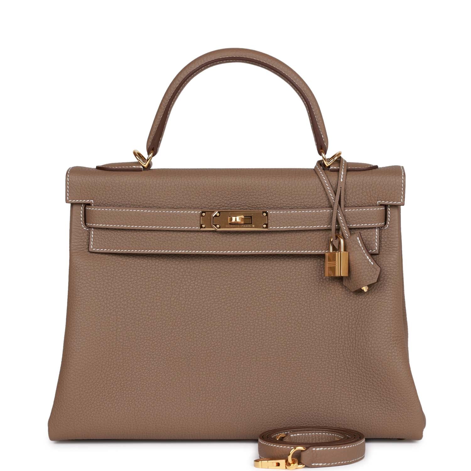 Hermes Kelly Retourne Etoupe Togo Hardware Handbag Gold Travel Bag