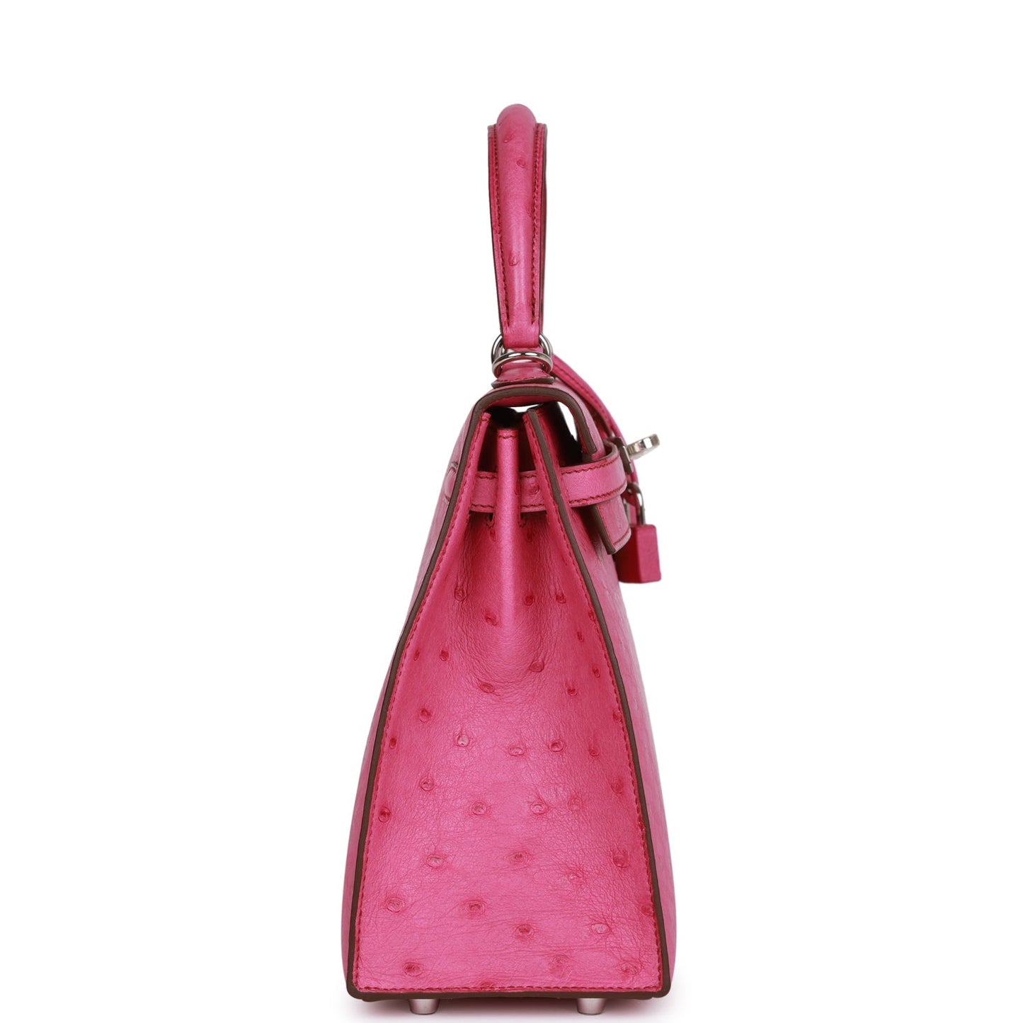 Hermes Kelly Sellier Fuchsia Ostrich Palladium Hardware Handbag Travel Bag