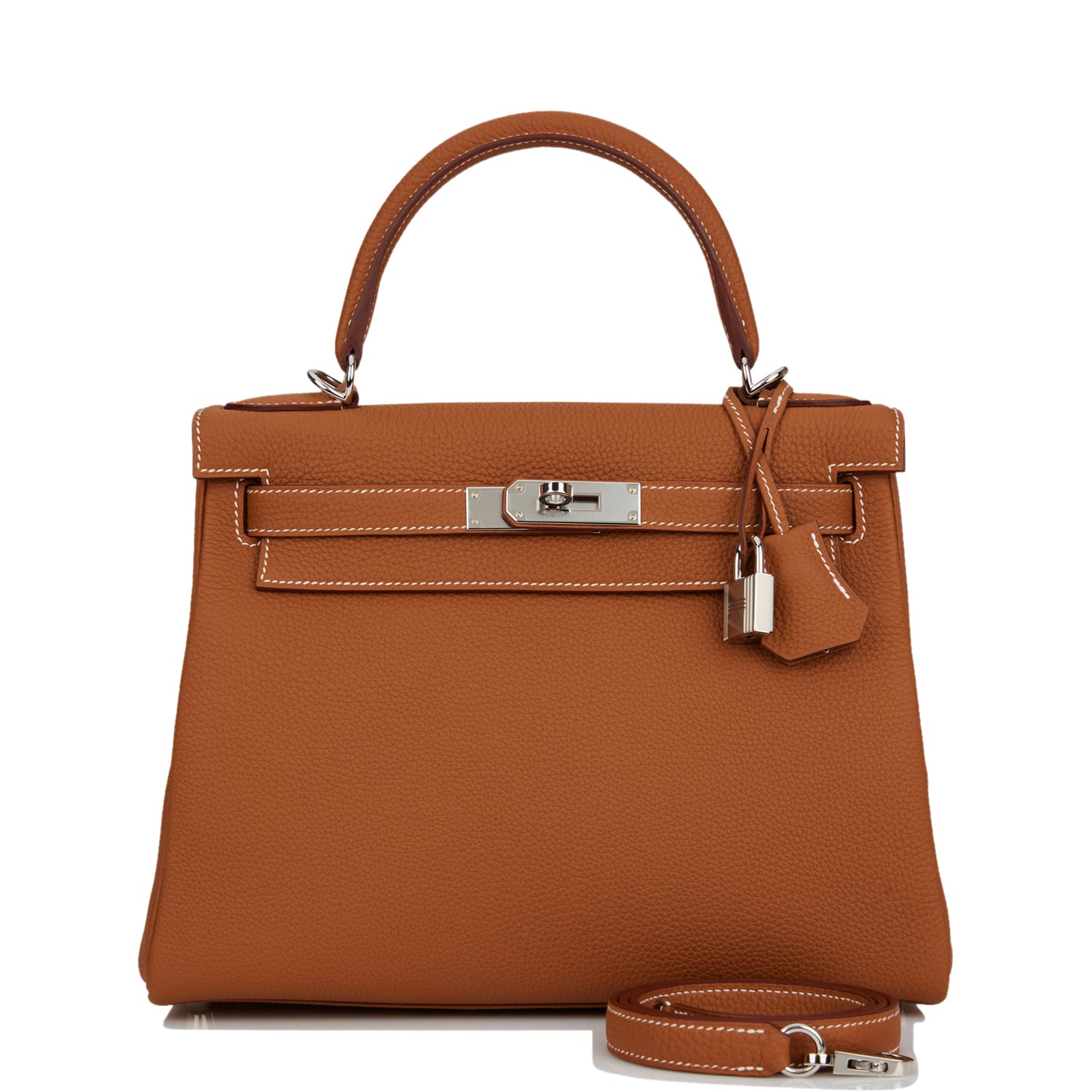 Hermes Kelly Retourne Togo Palladium Hardware Handbag Gold Travel Bag