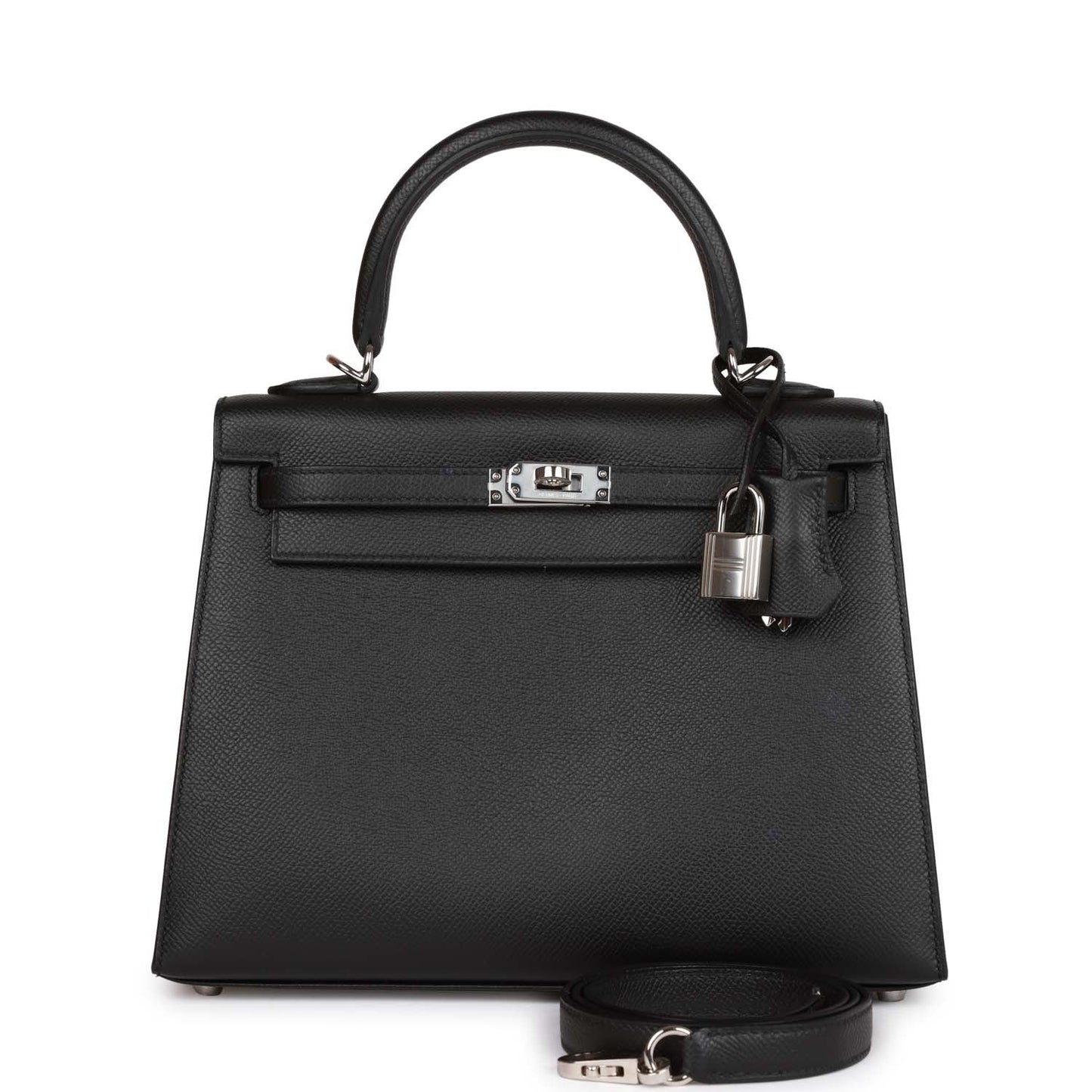 Hermes Kelly Sellier Epsom Palladium Hardware Handbag Black Travel Bag Hardware 7
