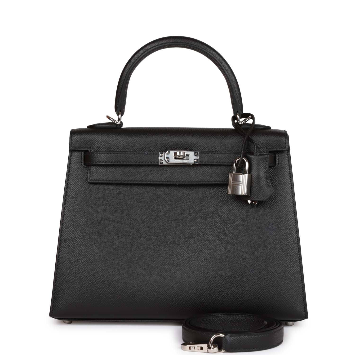 Hermes Kelly Sellier Epsom Palladium Hardware Handbag Black Travel Bag Hardware 7