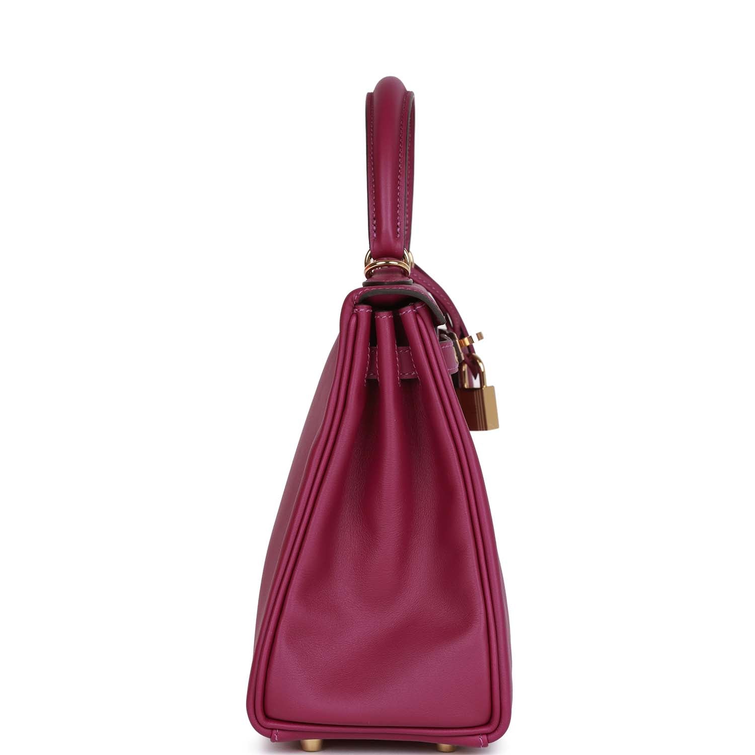 Hermes Kelly Retourne Anemone Swift Permabrass Hardware Handbag Travel Bag