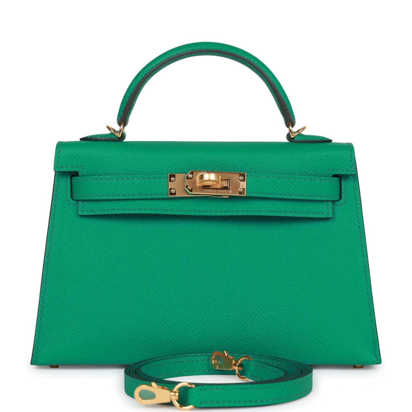 Hermes Kelly Vert Jade Epsom Sellier Hardware Handbag Gold Travel Bag