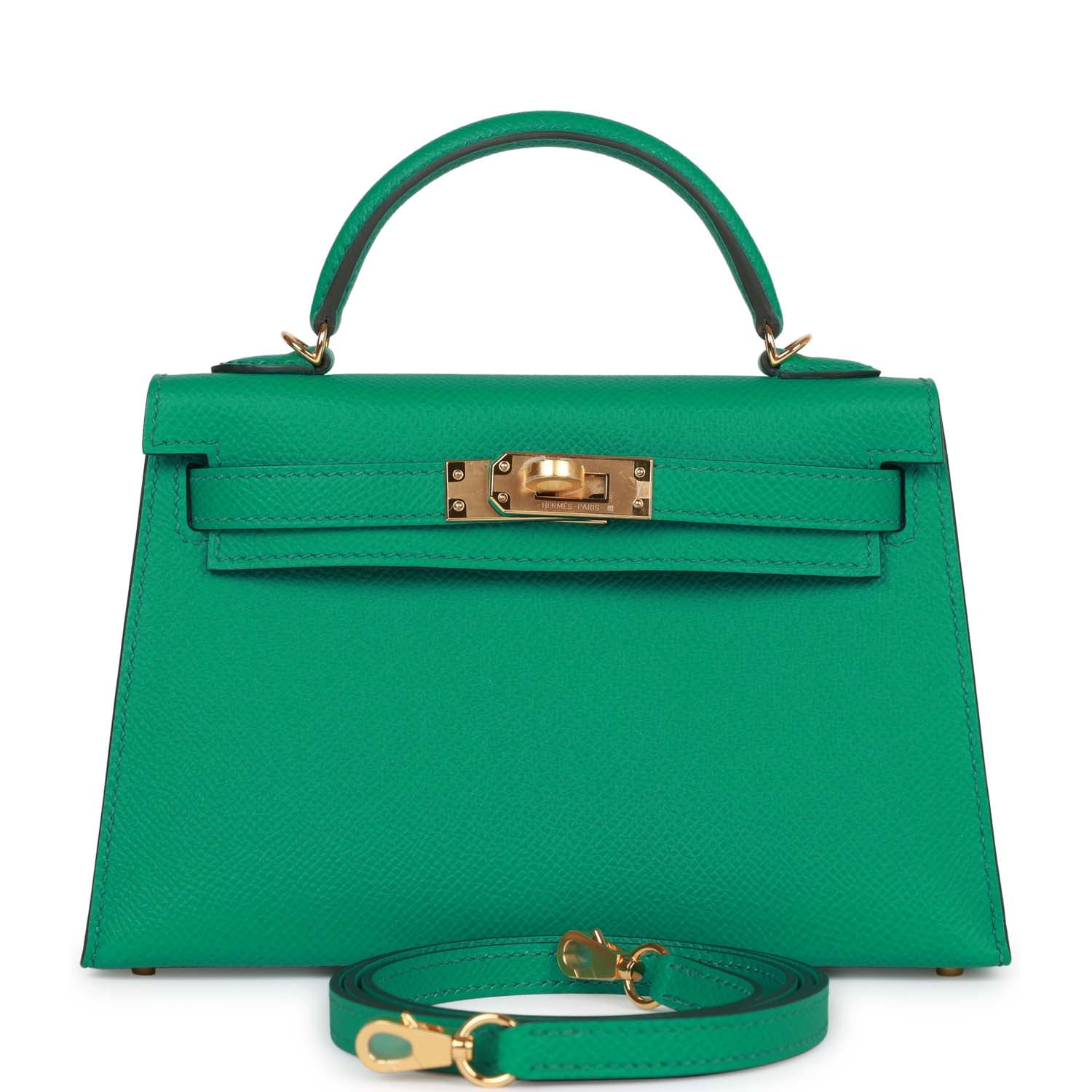 Hermes Kelly Vert Jade Epsom Sellier Hardware Handbag Gold Travel Bag