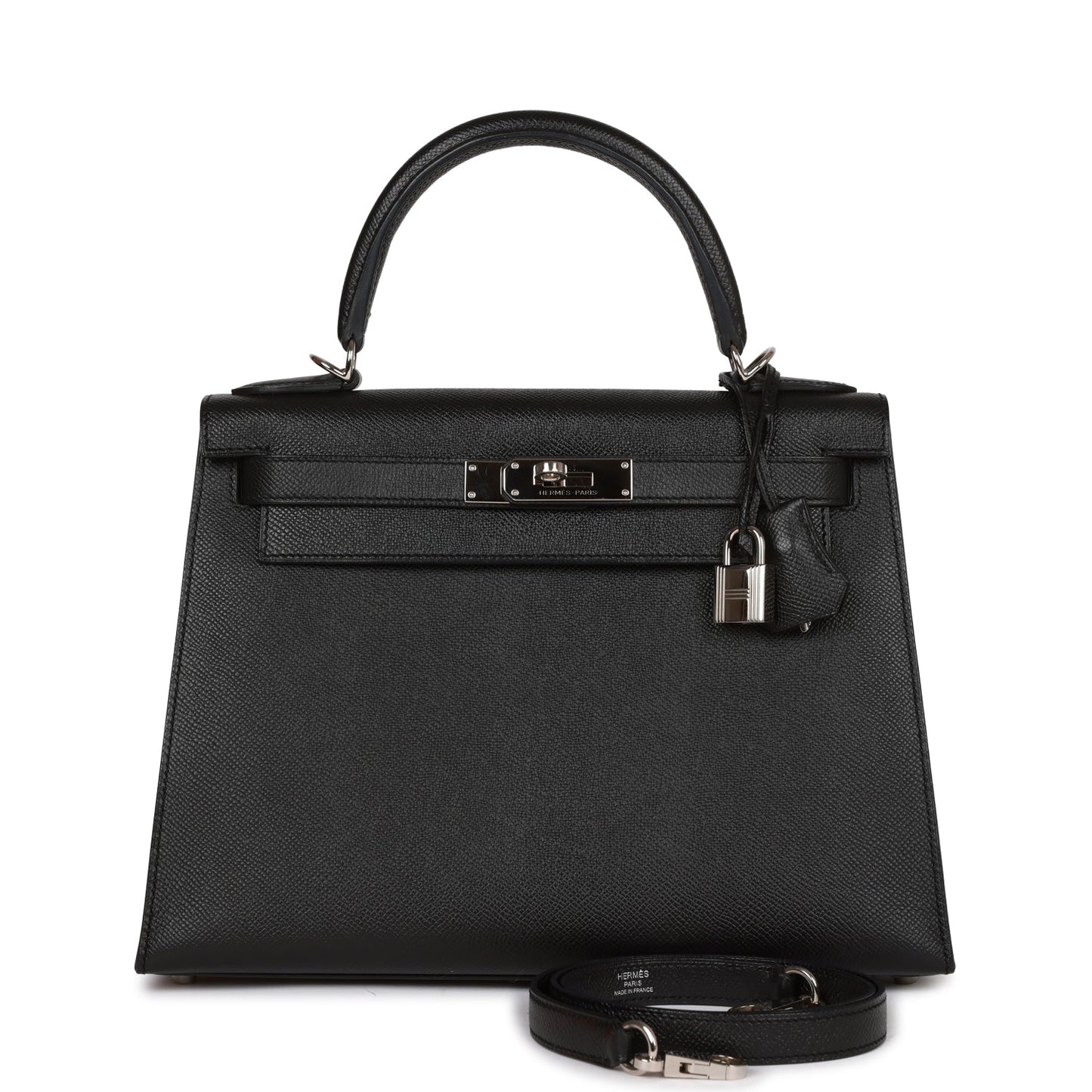 Hermes Kelly Sellier Epsom Palladium Hardware Handbag Black Travel Bag Hardware 4