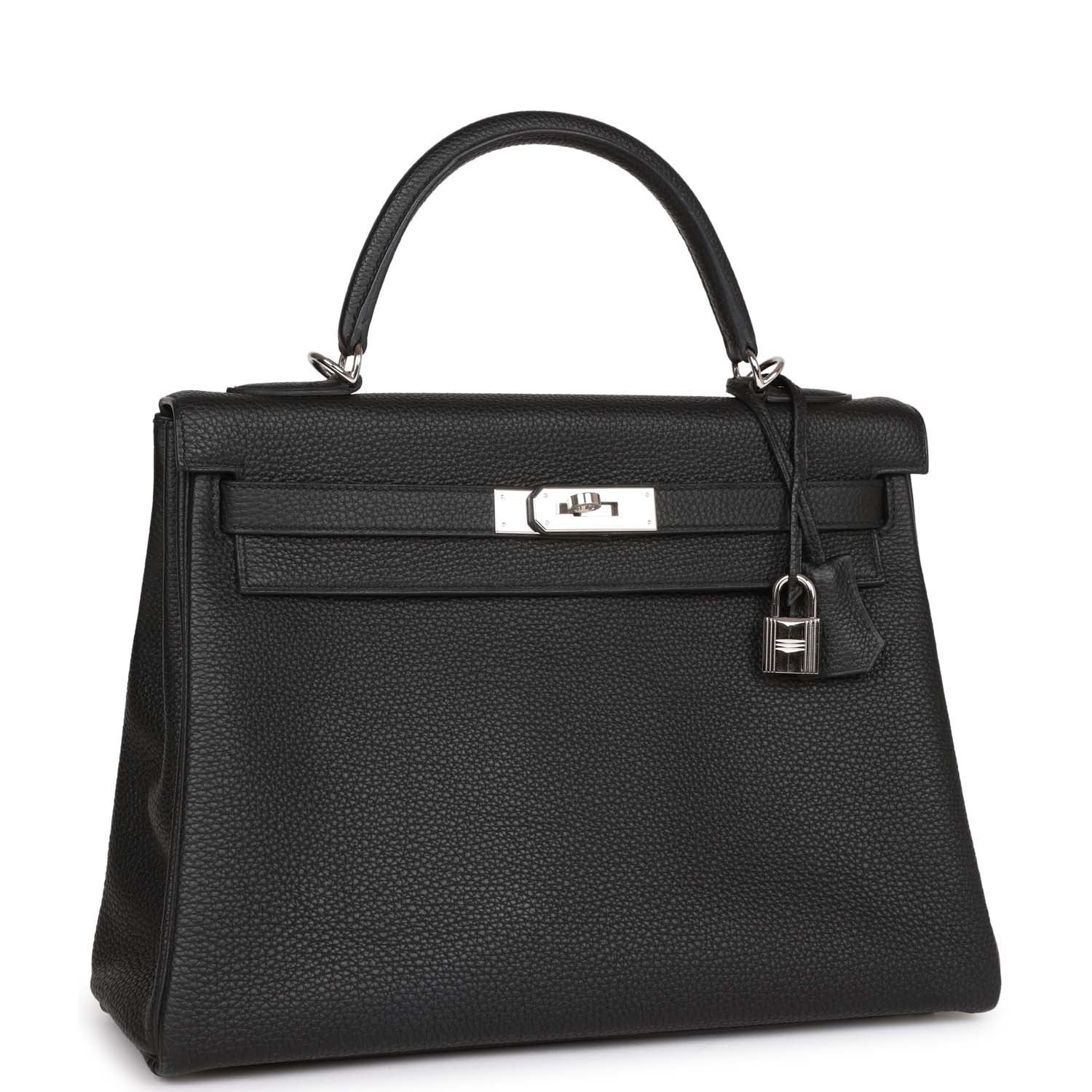 Hermes Kelly Retourne Togo Palladium Hardware Handbag Black Travel Bag Hardware 5