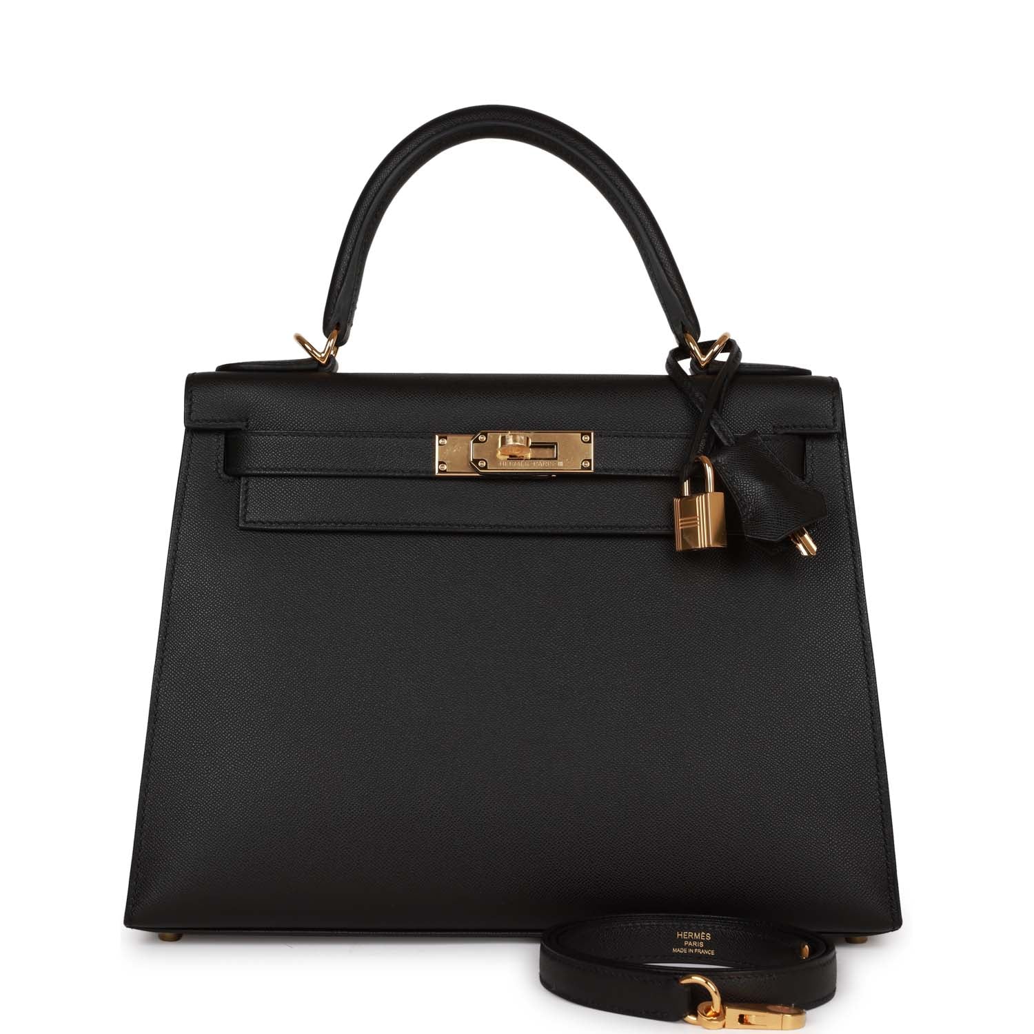 Hermes Kelly Sellier Madame Hardware Handbag Black Gold Travel Bag
