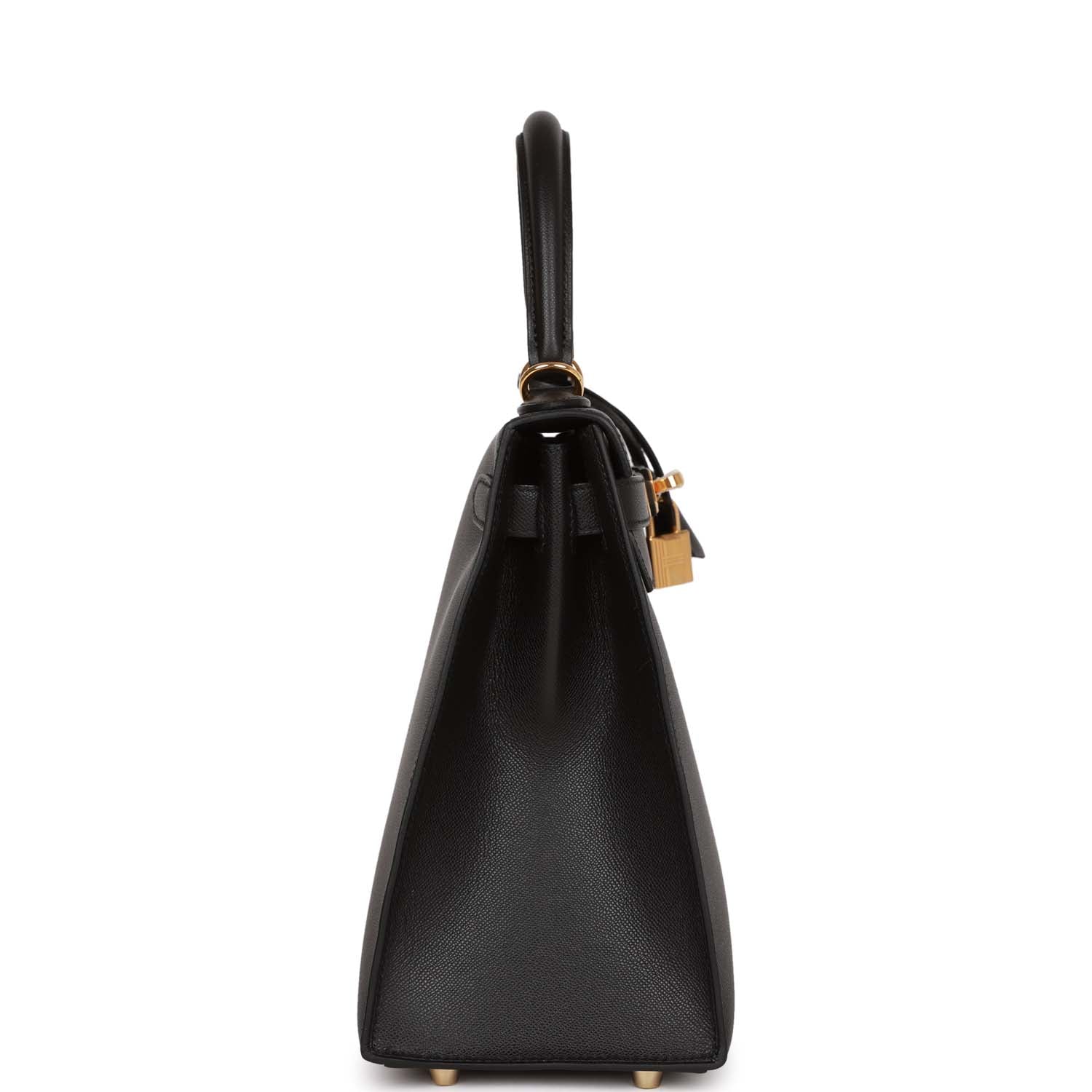 Hermes Kelly Sellier Madame Hardware Handbag Black Gold Travel Bag